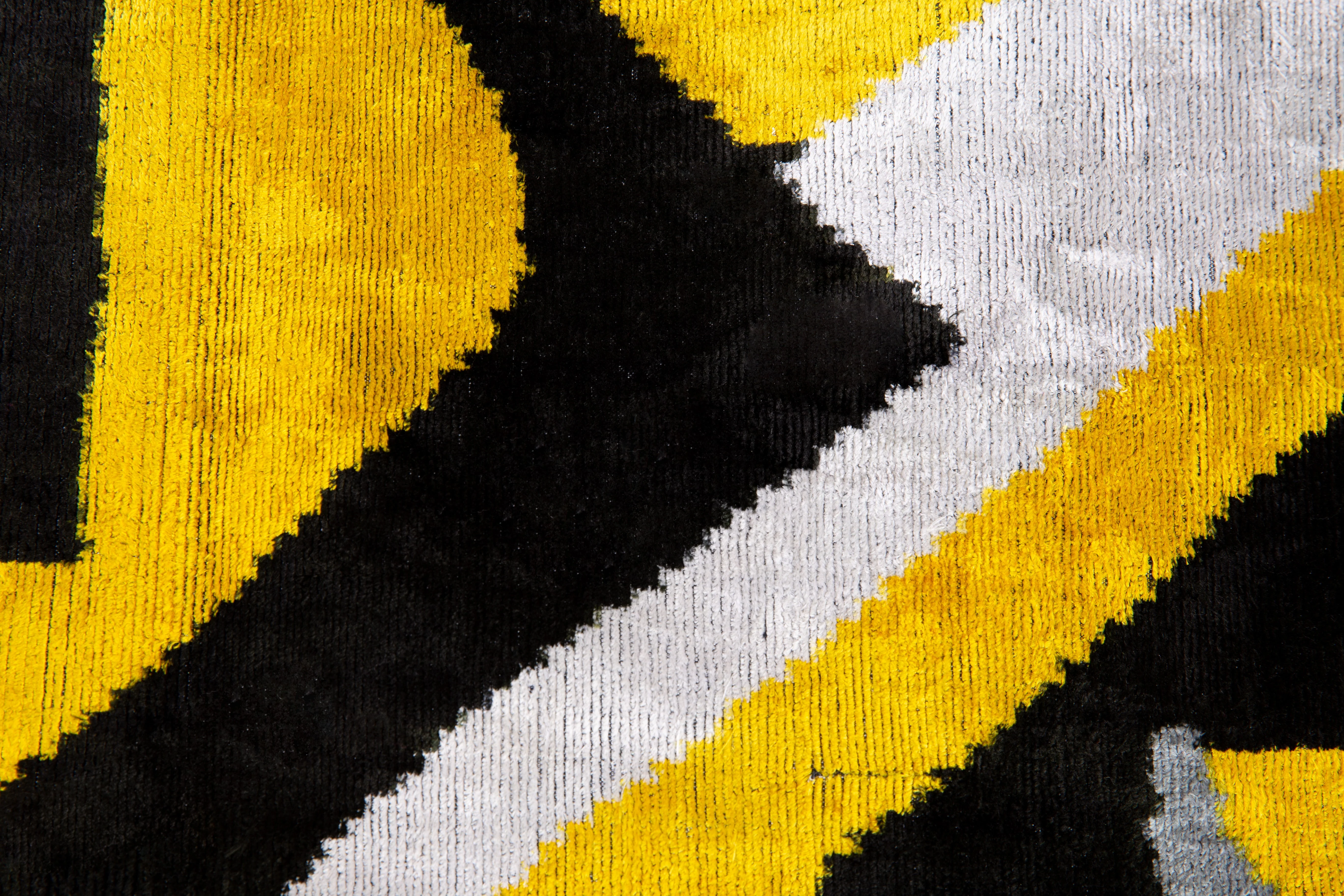 Luxury Handmade Velvet Throw Pillow - 16x24 Inches, Naturally Vegetable-Dyed, Premium Down Feather Insert - Modern Geometric Yellow, Black & Gray Decor Accent - Image 4