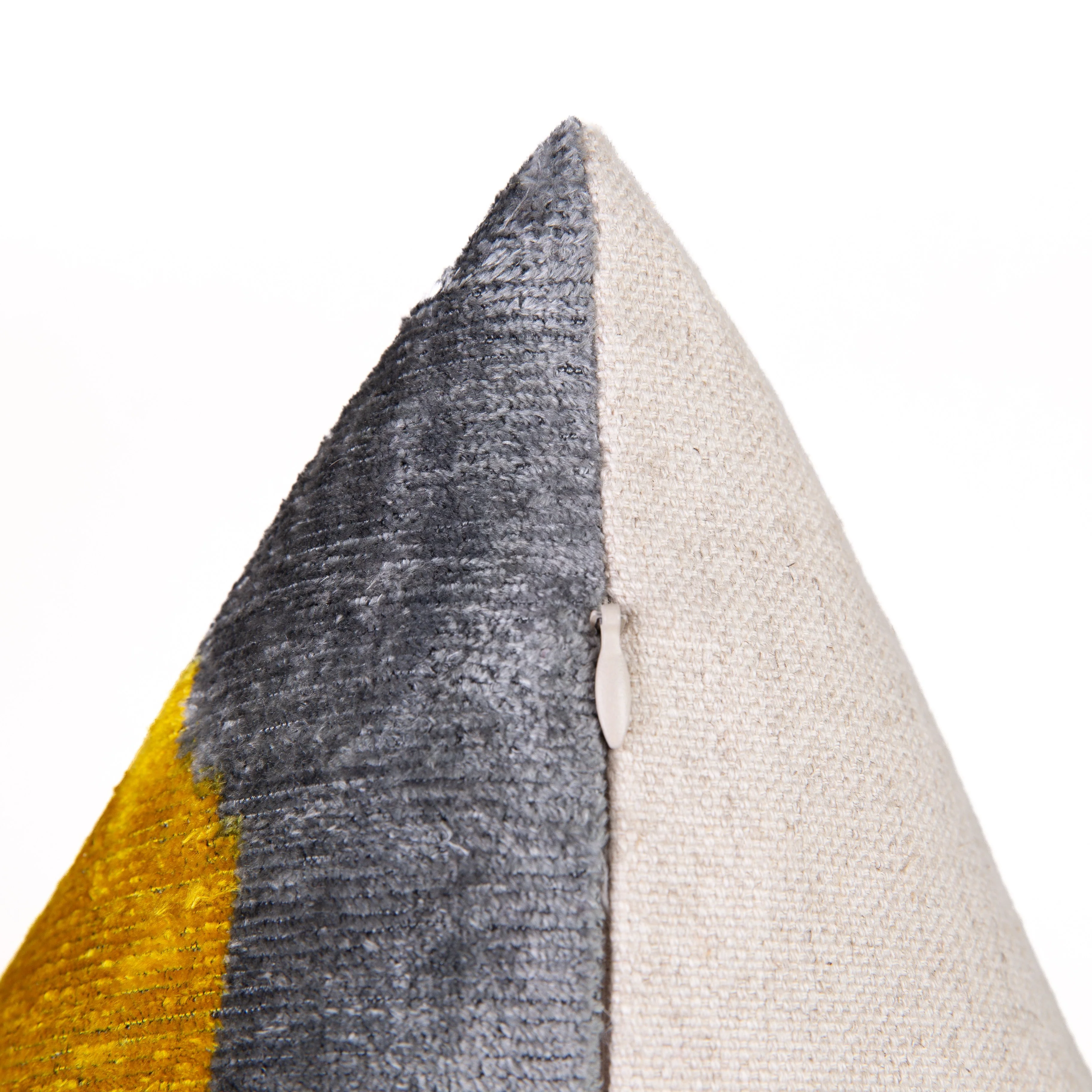 Luxury Handmade Velvet Throw Pillow - 16x24 Inches, Naturally Vegetable-Dyed, Premium Down Feather Insert - Modern Geometric Yellow, Black & Gray Decor Accent - Image 5