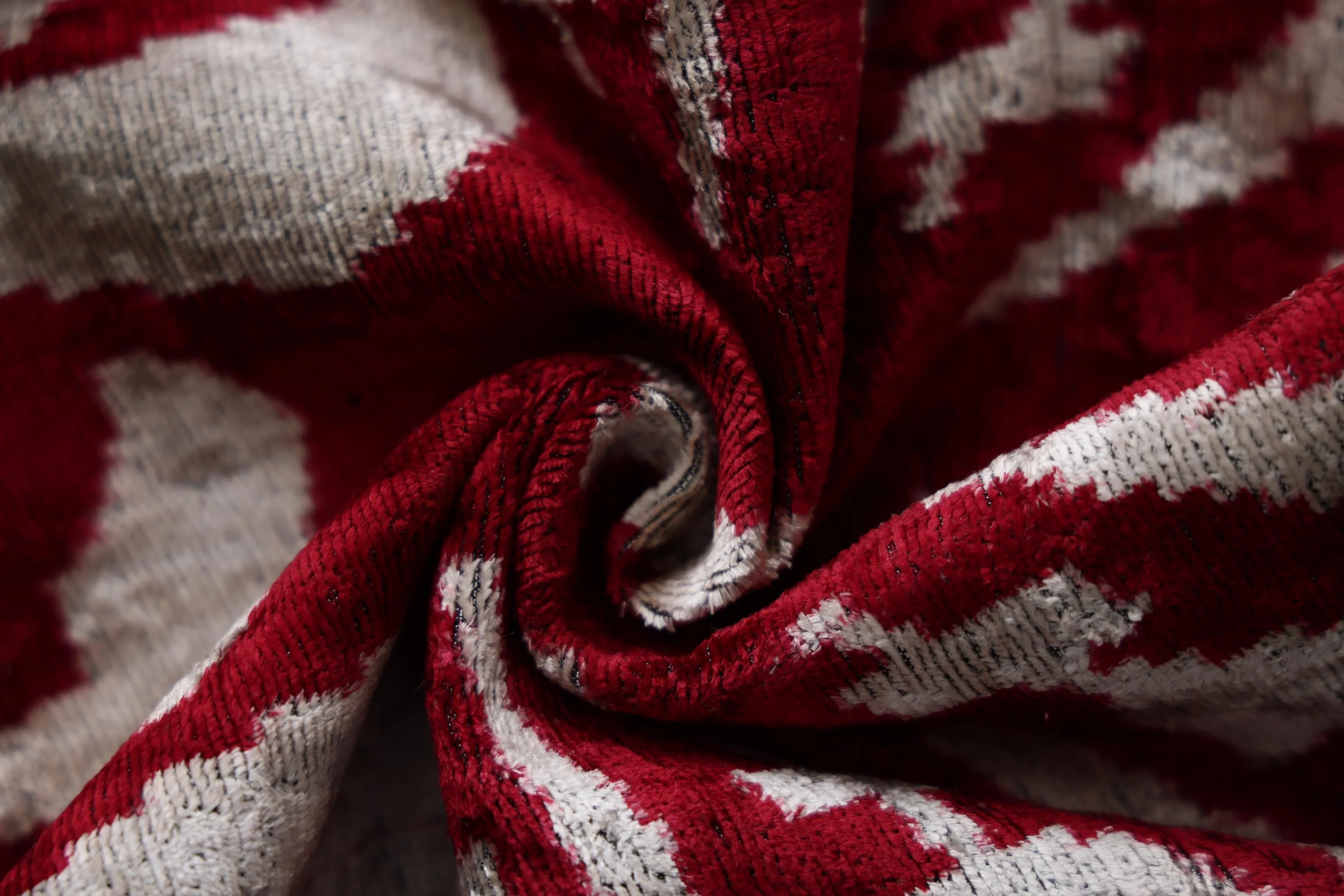 Luxury Handwoven Dark Red Silk Velvet Ikat Pillow 20x20 Inch - Image 7