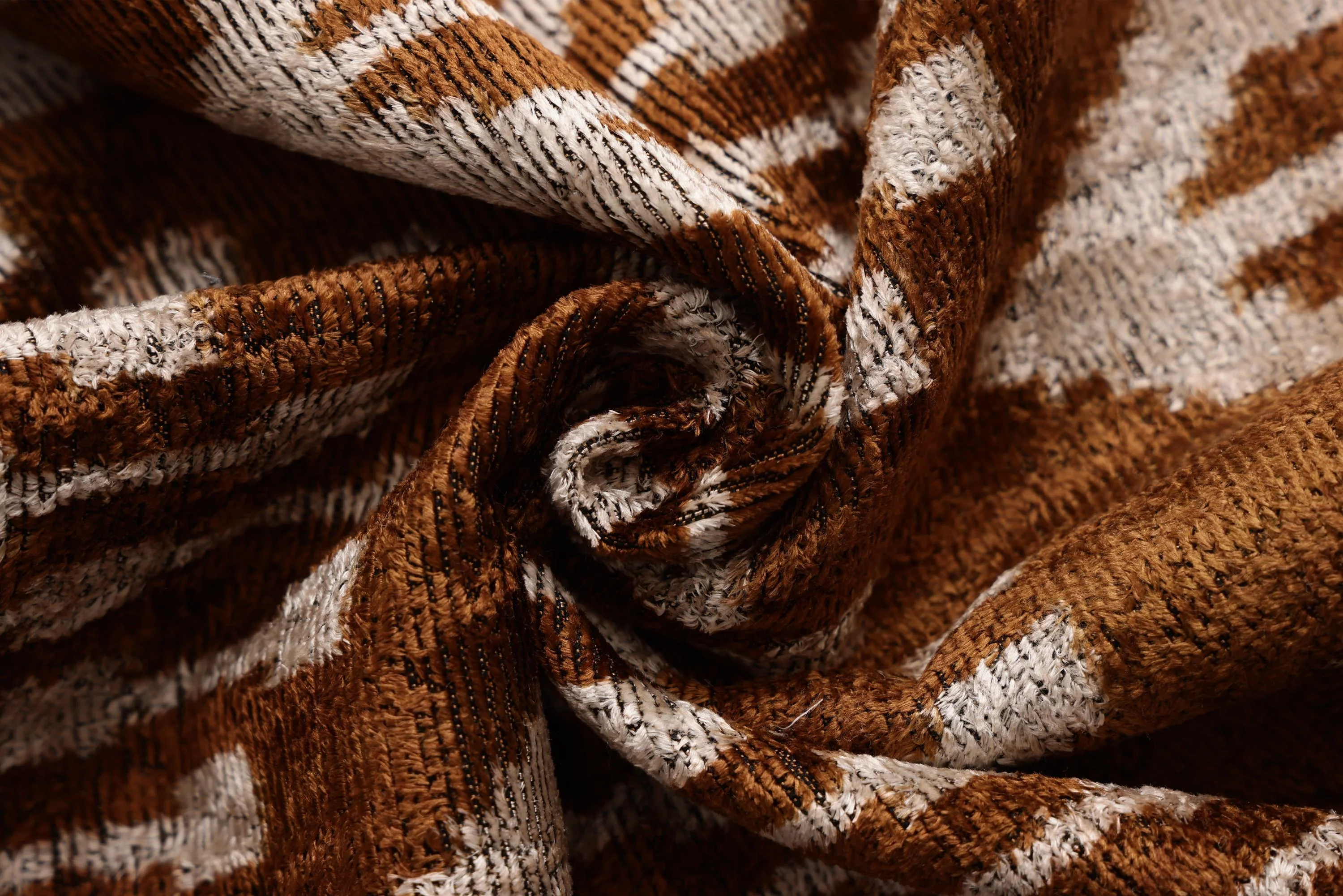Luxury Handwoven Ikat Silk Velvet Pillow 20x20 Inch – Earthy Brown & Ivory - Image 7