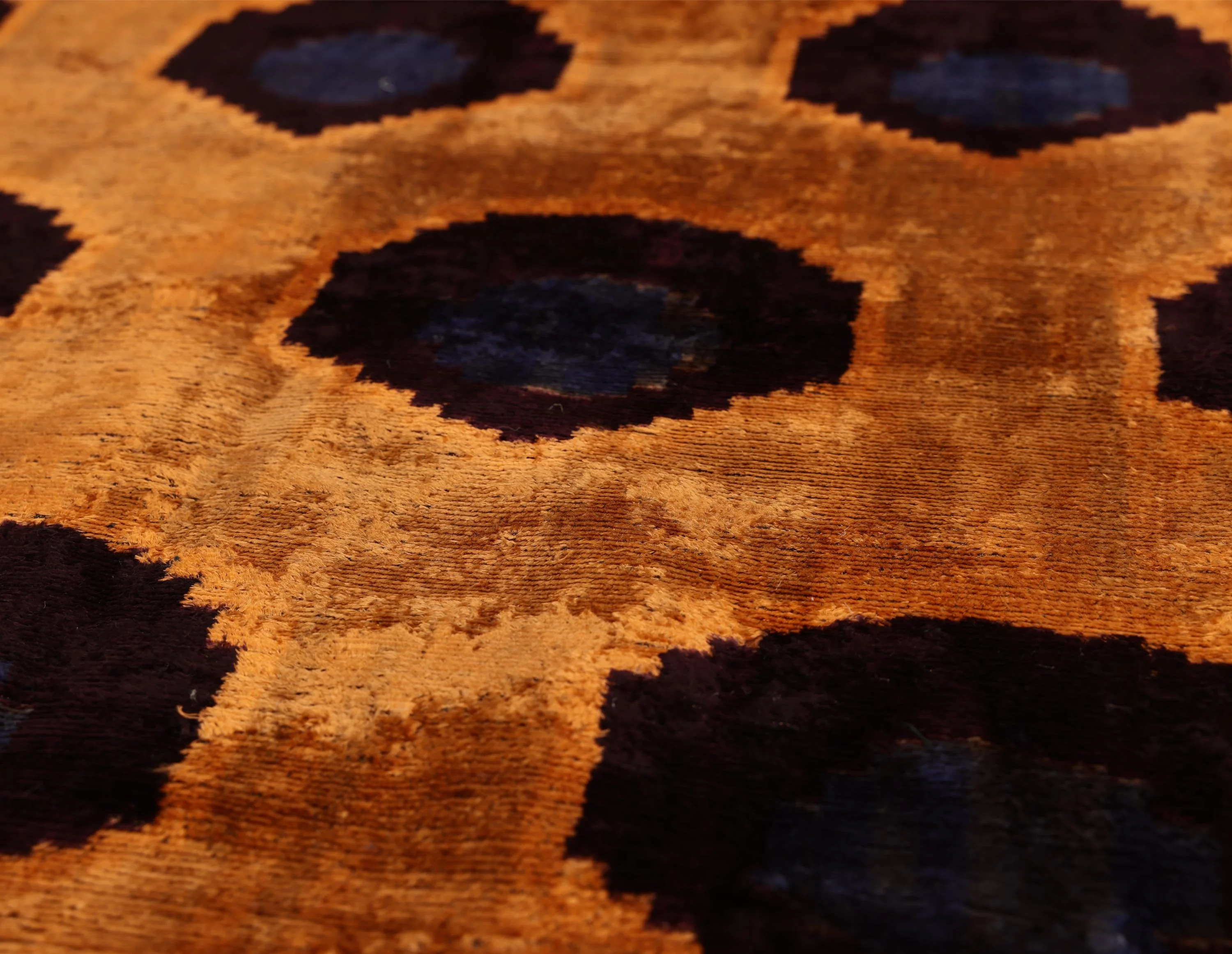 Luxury Handwoven Silk Velvet Ikat Throw Pillow 20x20 Inch | Organic Vegetable Dyed - Image 3