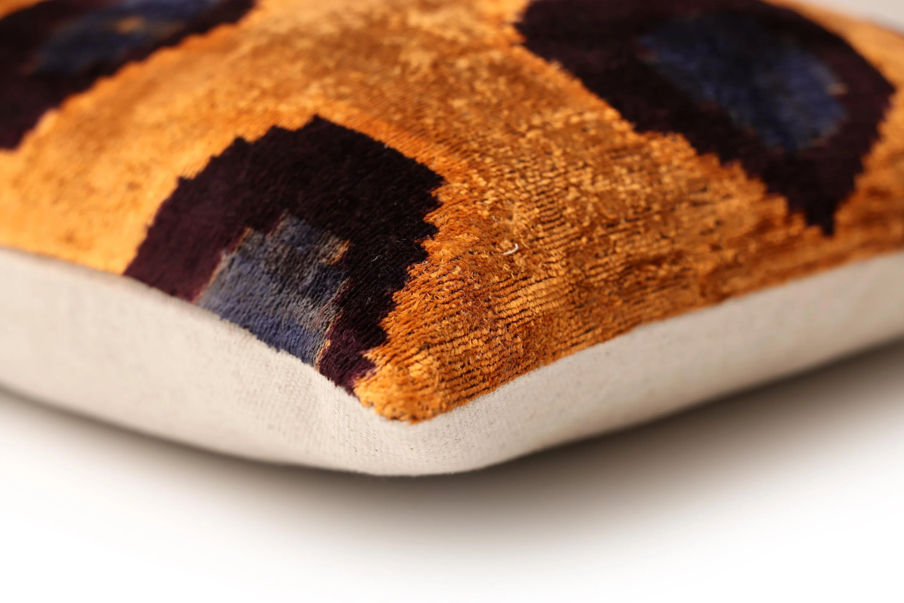 Luxury Handwoven Silk Velvet Ikat Throw Pillow 20x20 Inch | Organic Vegetable Dyed - Image 8