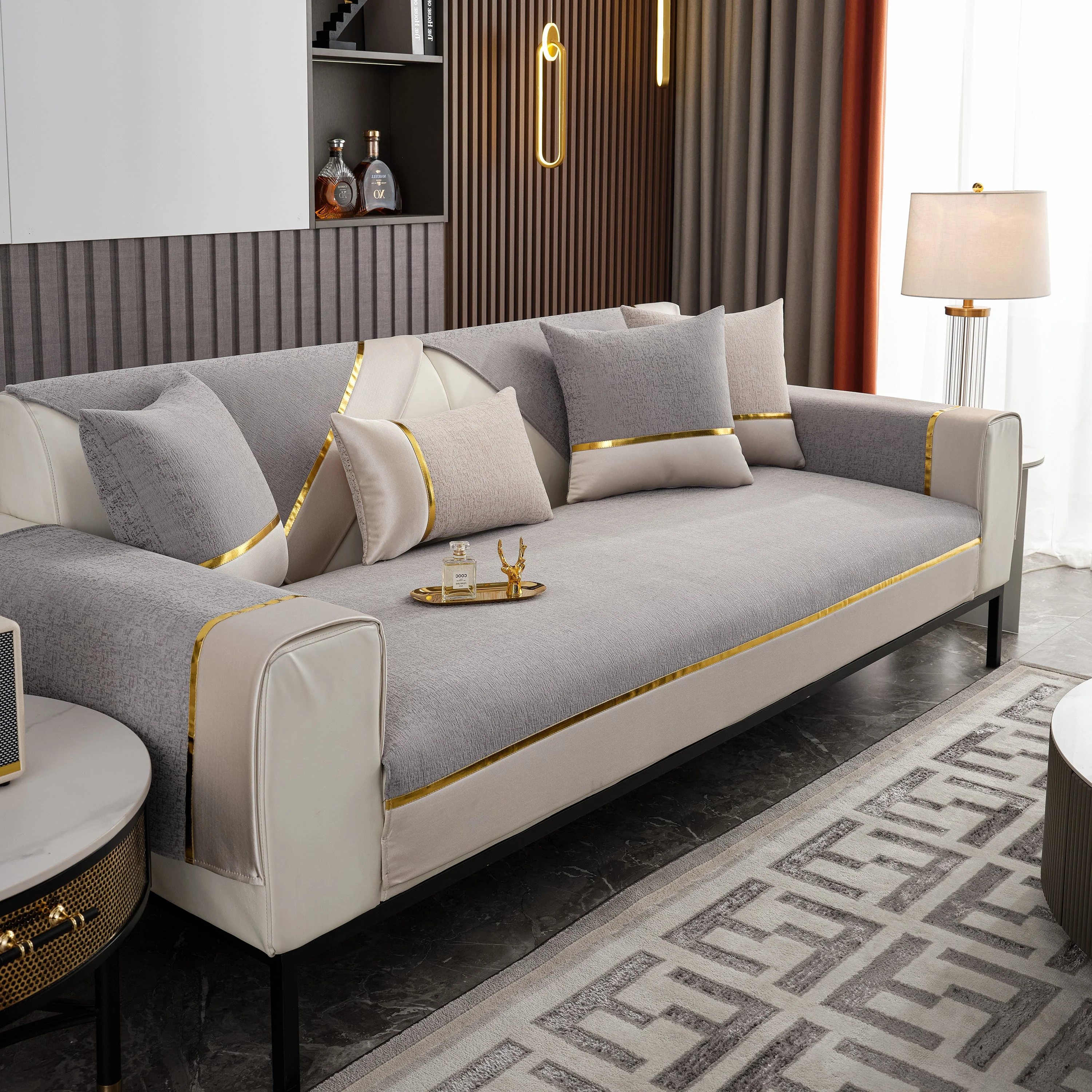 Luxury Leather Couch Protectors with Chenille Sofa Towel Covers, Non-Slip and Washable, Modular Couch Covers - Image 3