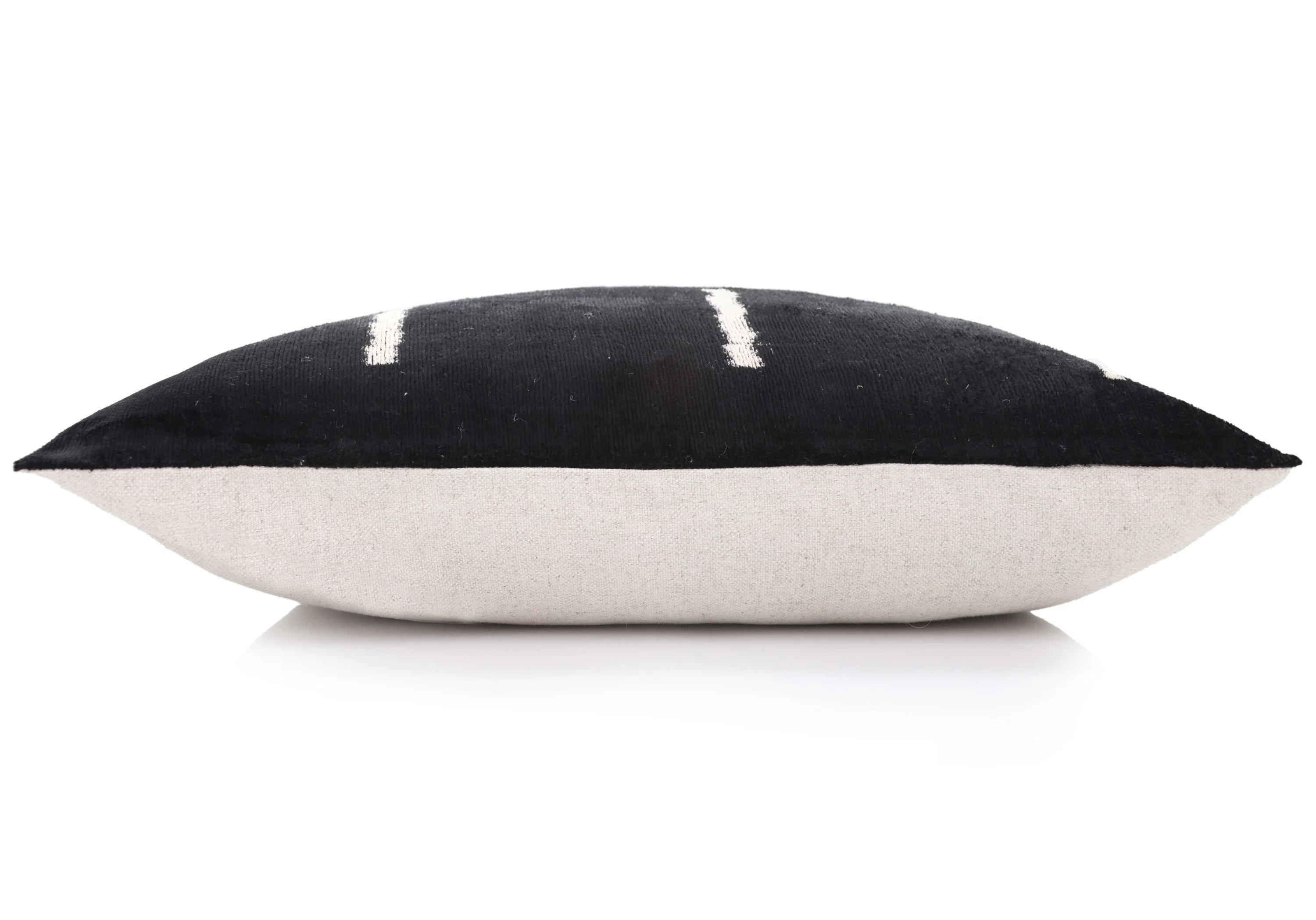 Luxury Minimalist Black Velvet Pillow 16x24 – Handmade Silk Lumbar Cushion with Ivory Accents - Image 3