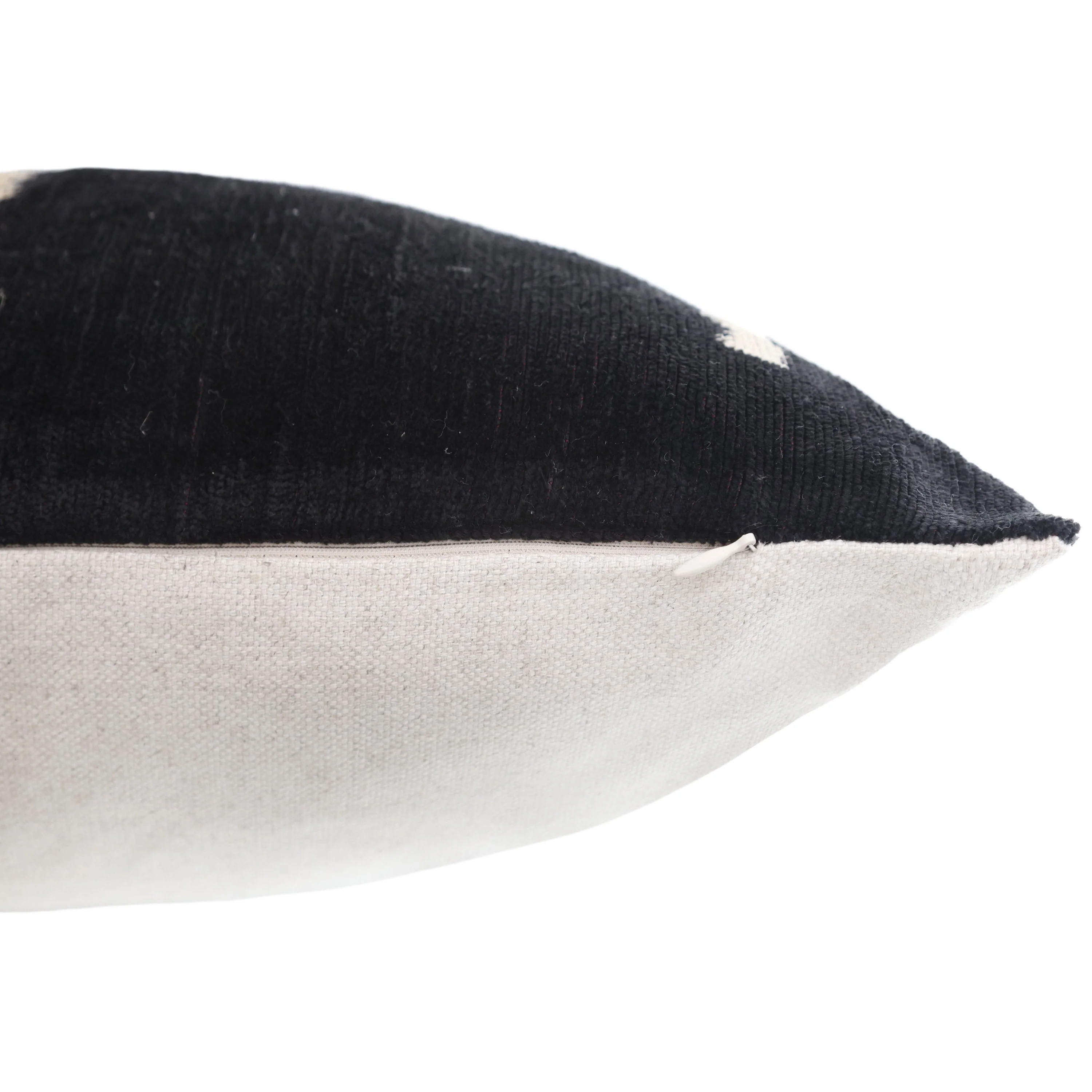 Luxury Minimalist Black Velvet Pillow 16x24 – Handmade Silk Lumbar Cushion with Ivory Accents - Image 6