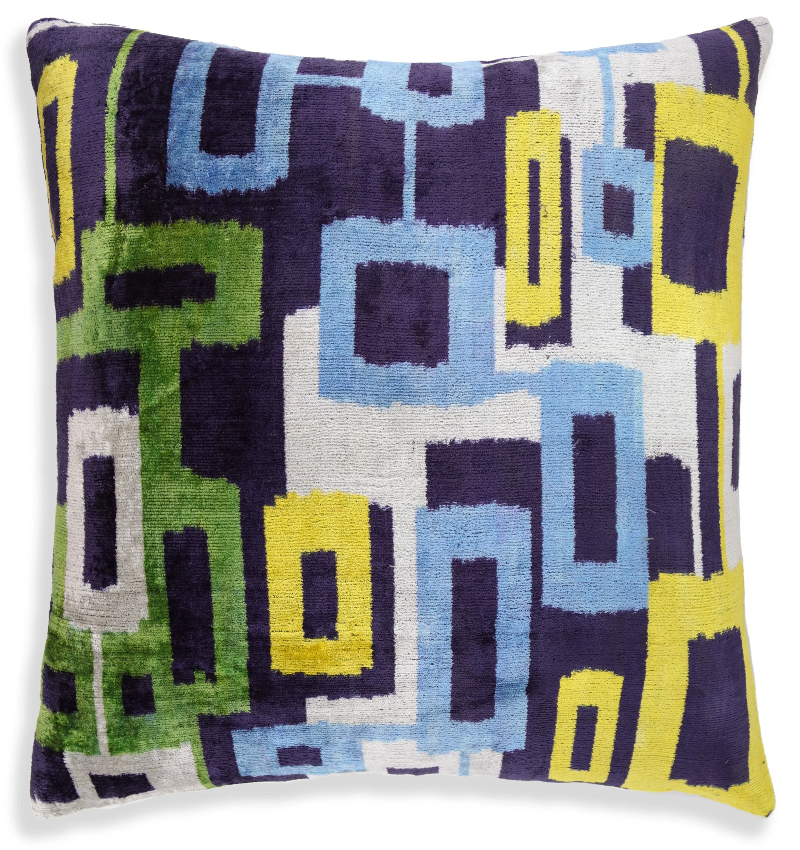 Luxury Multicolor Scallop Pattern Silk Velvet Throw Pillow – 20x20 Inch | Handmade in California - Image 4