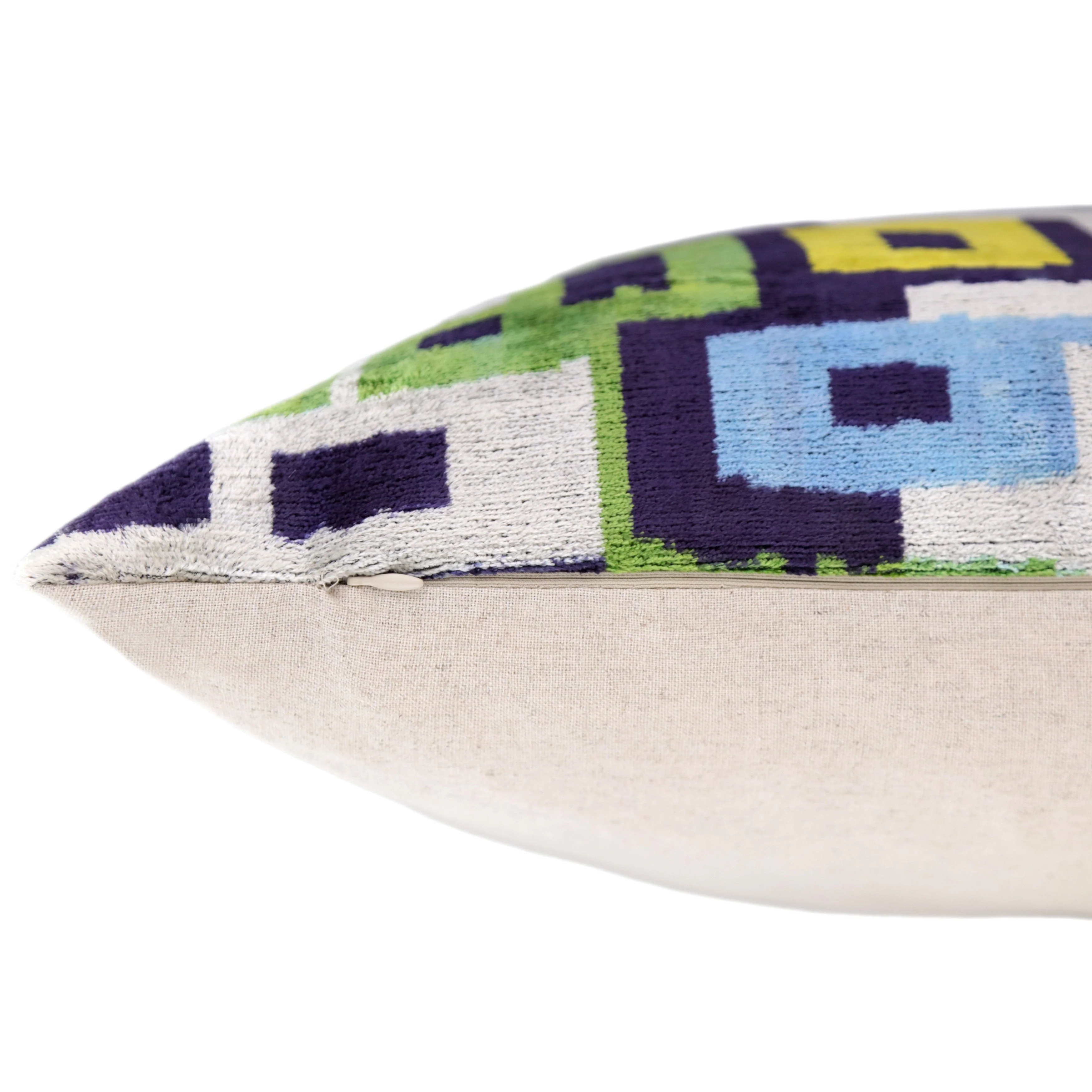 Luxury Multicolor Scallop Pattern Silk Velvet Throw Pillow – 20x20 Inch | Handmade in California - Image 5