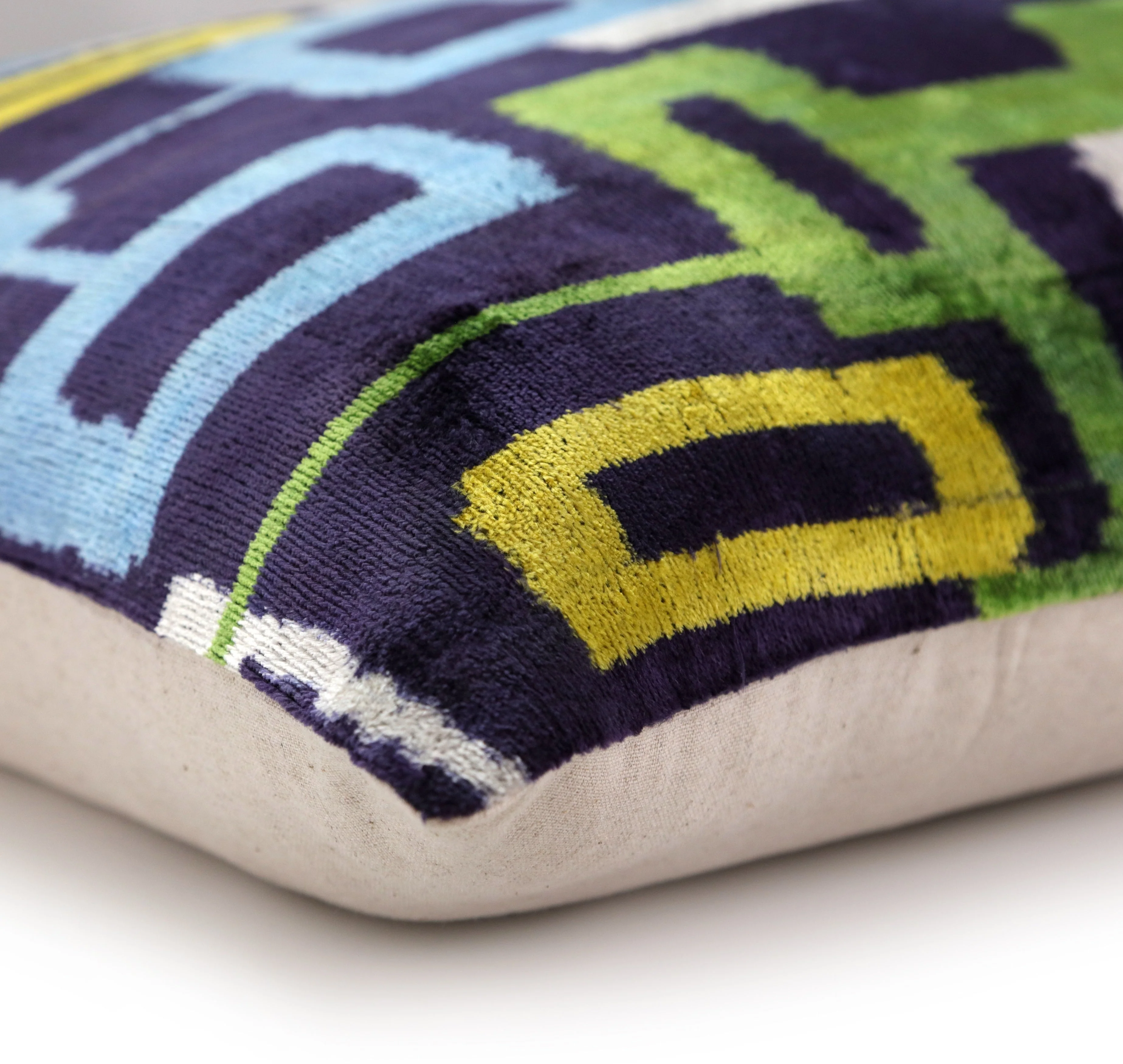 Luxury Multicolor Scallop Pattern Silk Velvet Throw Pillow – 20x20 Inch | Handmade in California - Image 8