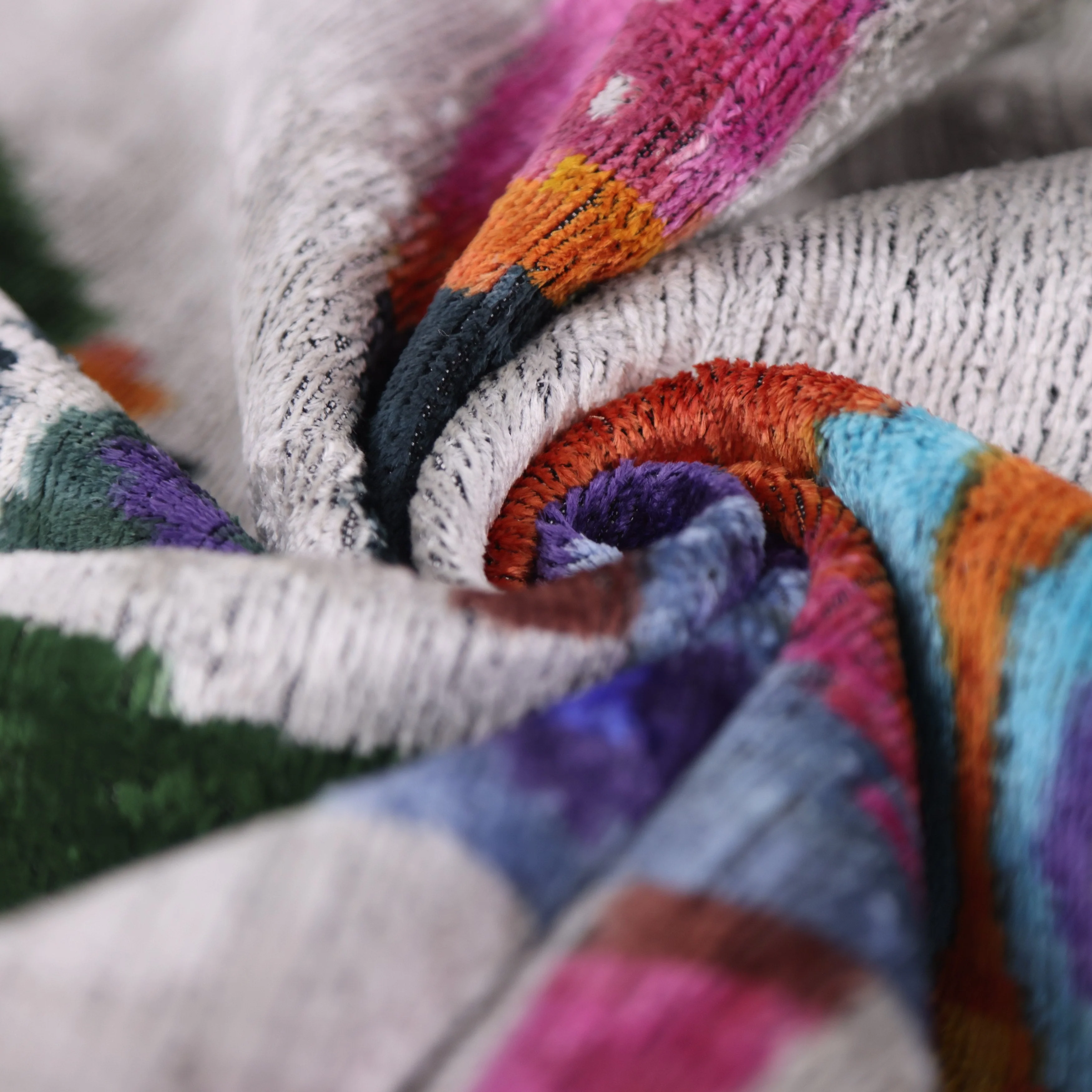Luxury Multicolor Silk Velvet Throw Pillow 16x24 – Handmade Abstract Geometric Lumbar - Image 2
