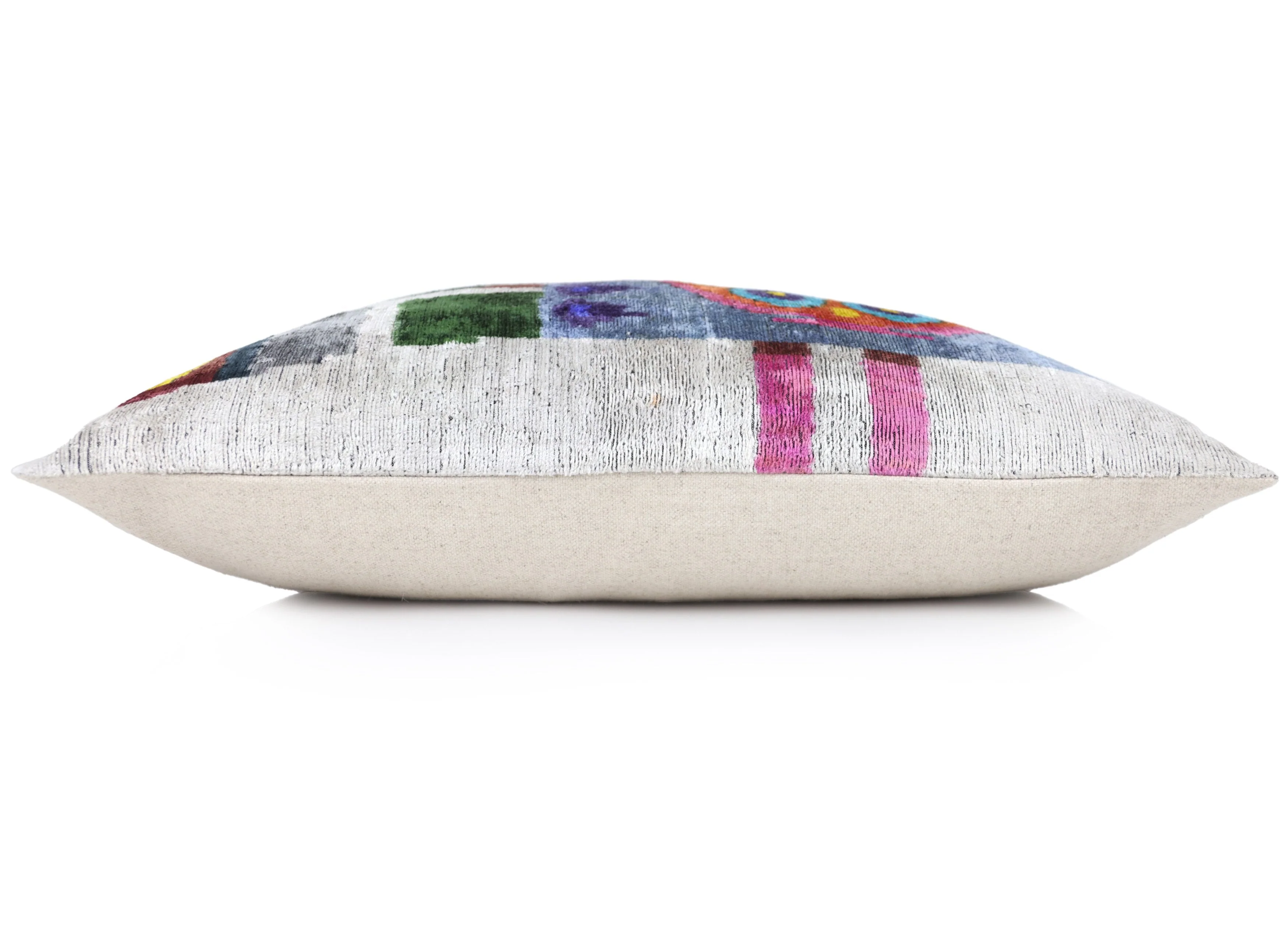 Luxury Multicolor Silk Velvet Throw Pillow 16x24 – Handmade Abstract Geometric Lumbar - Image 3