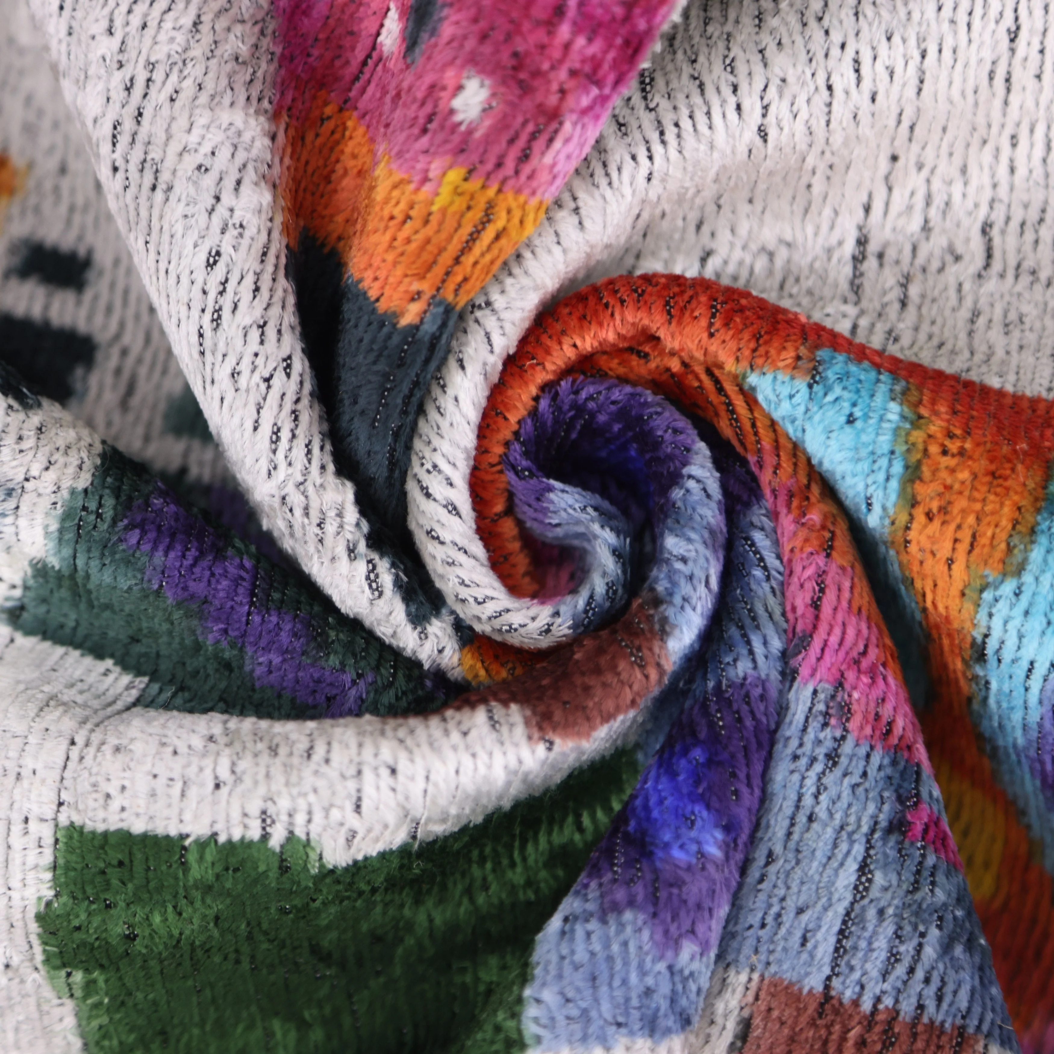 Luxury Multicolor Silk Velvet Throw Pillow 16x24 – Handmade Abstract Geometric Lumbar - Image 7
