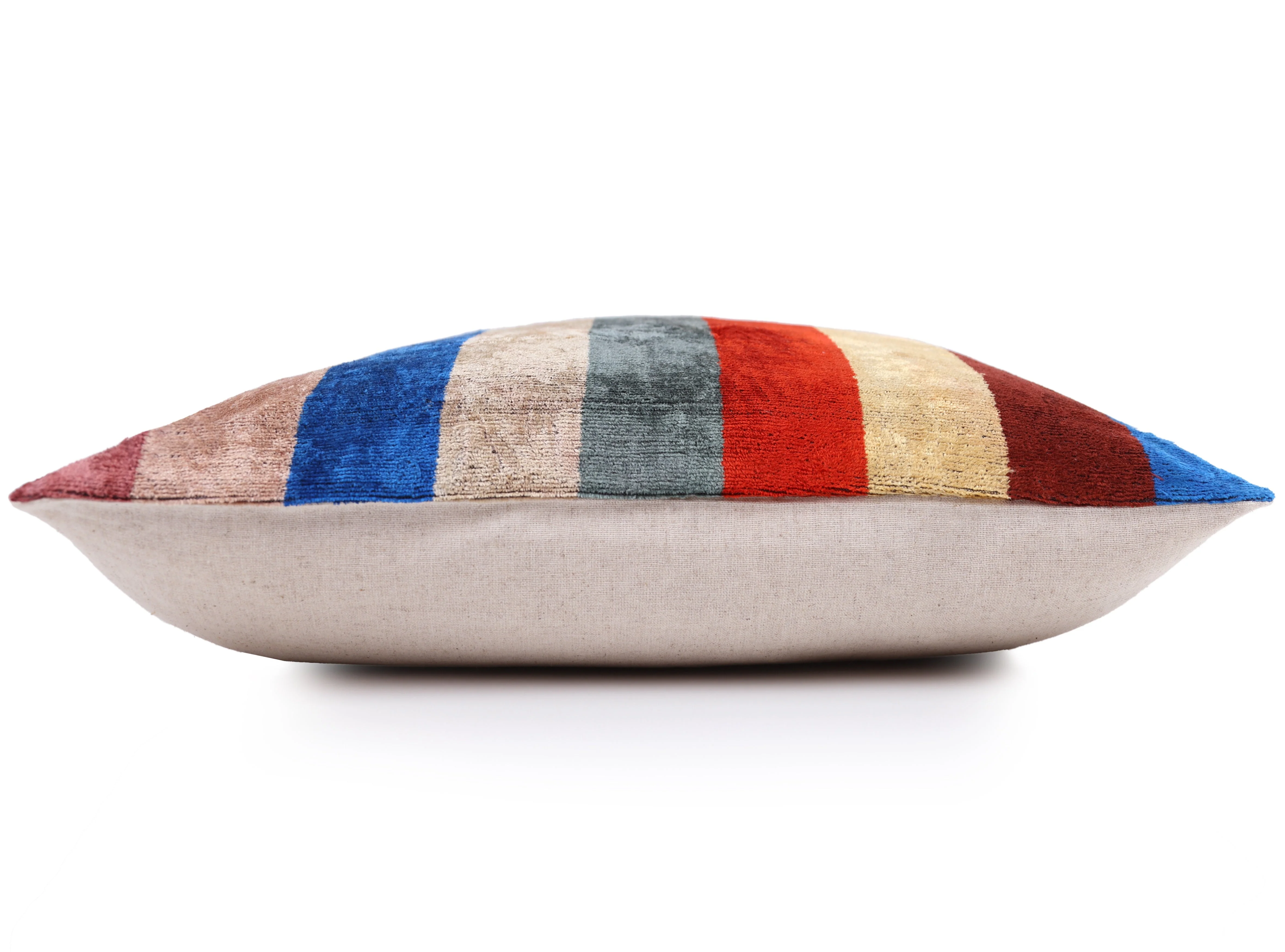Luxury Multicolor Velvet Striped Throw Pillow – Handmade 20x20 - Image 3