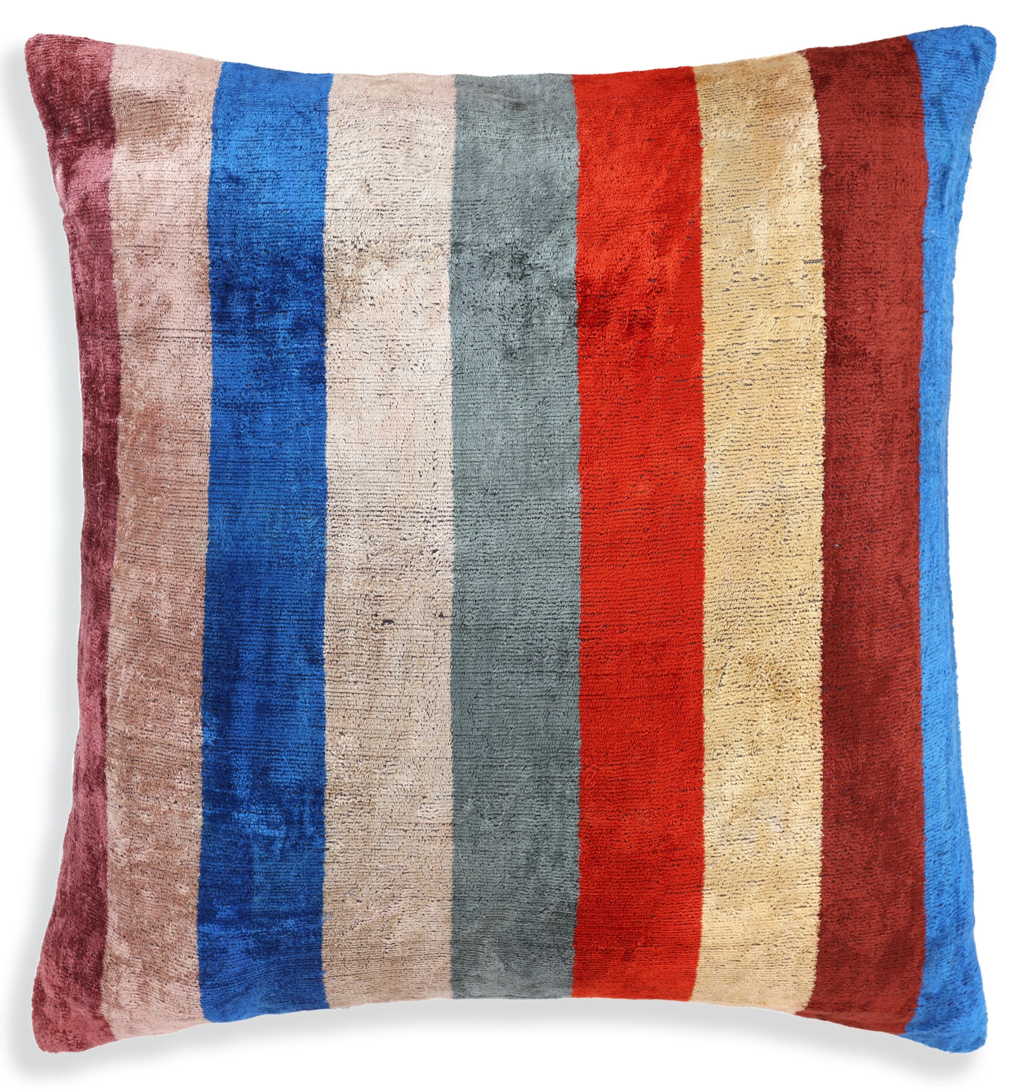Luxury Multicolor Velvet Striped Throw Pillow – Handmade 20x20 - Image 5