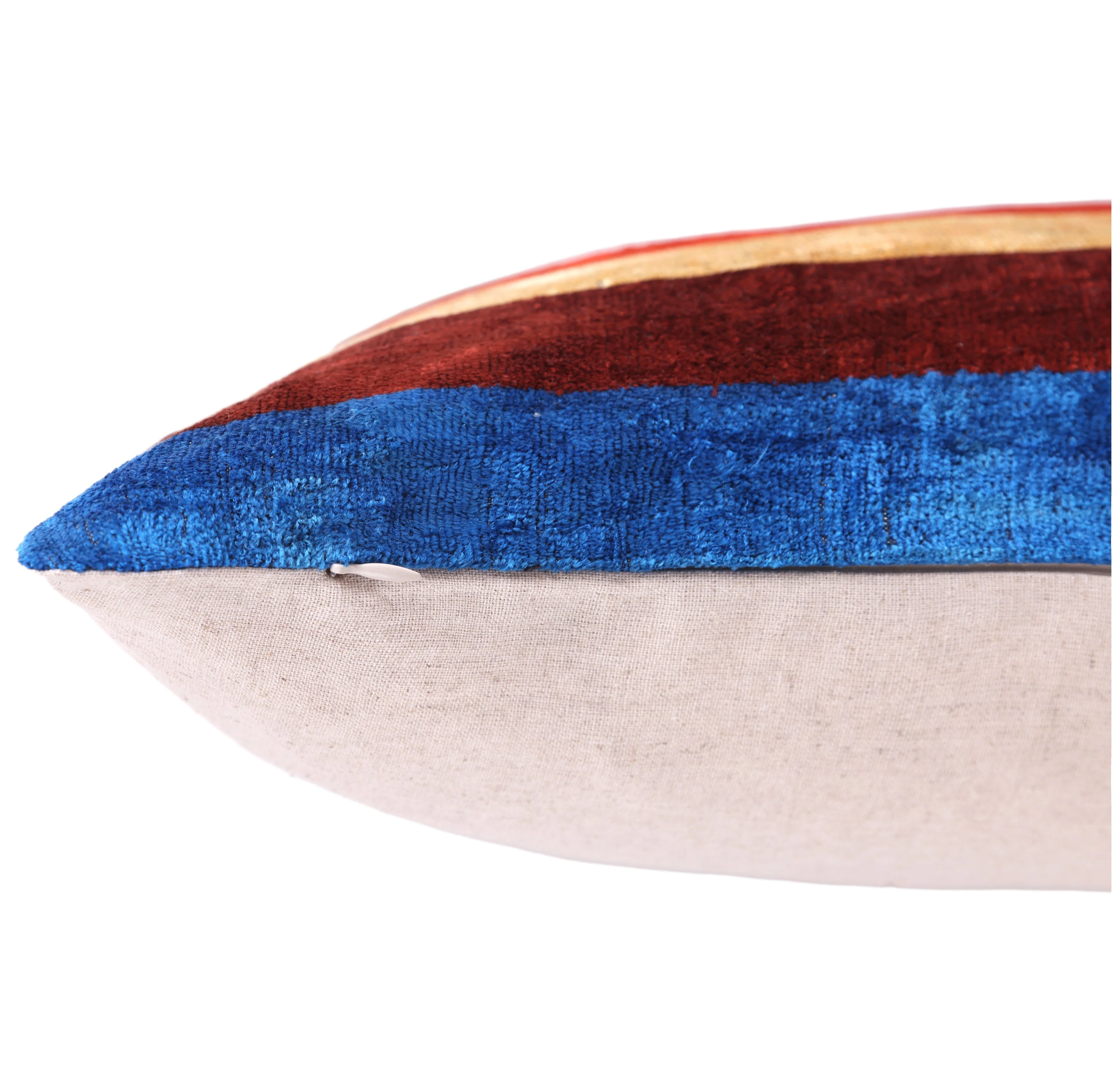 Luxury Multicolor Velvet Striped Throw Pillow – Handmade 20x20 - Image 6