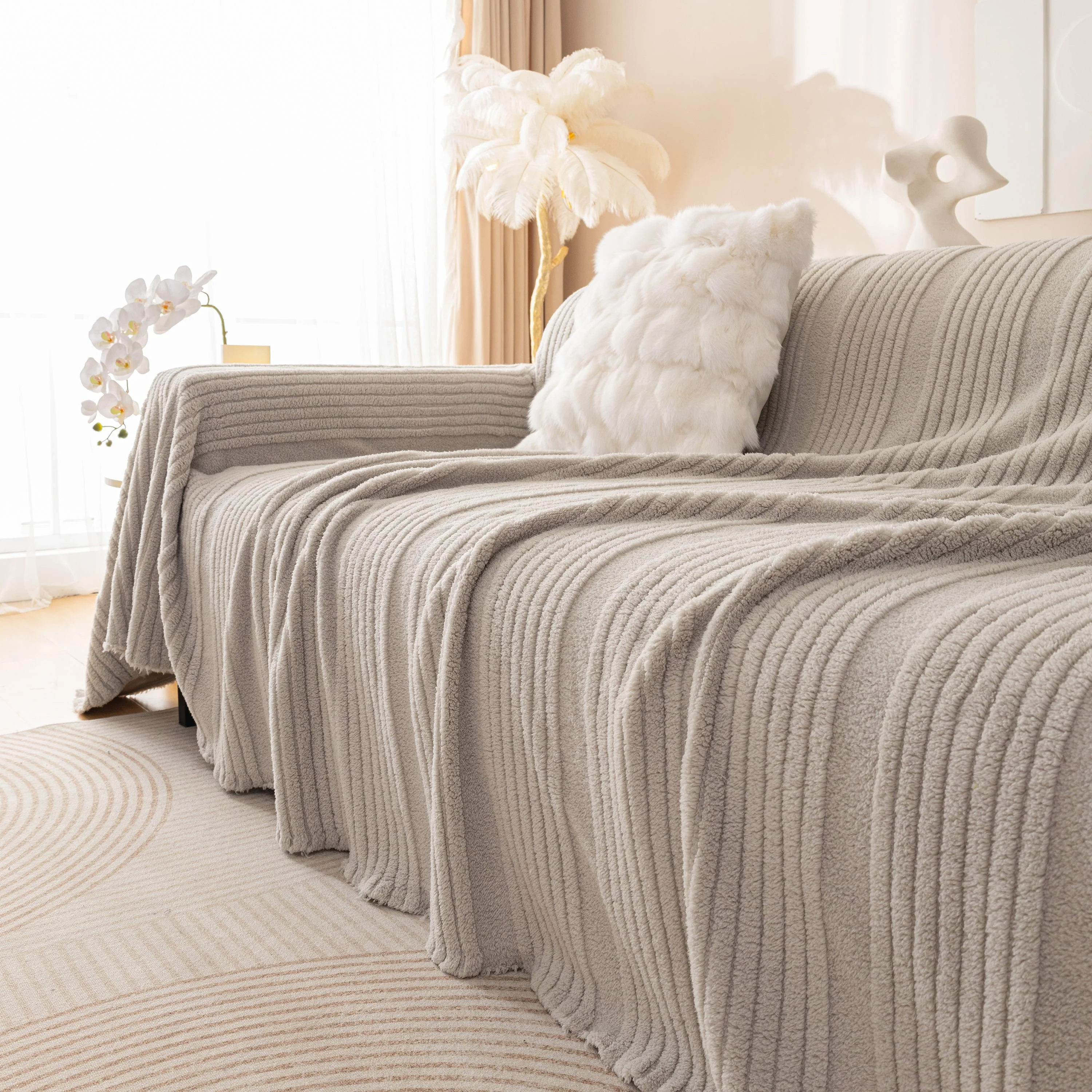 Luxury Oversized Soft Plush L Shape Couch Cover Sofa Throw Cover, Extra Large Blanket to Cover Couch - Image 19
