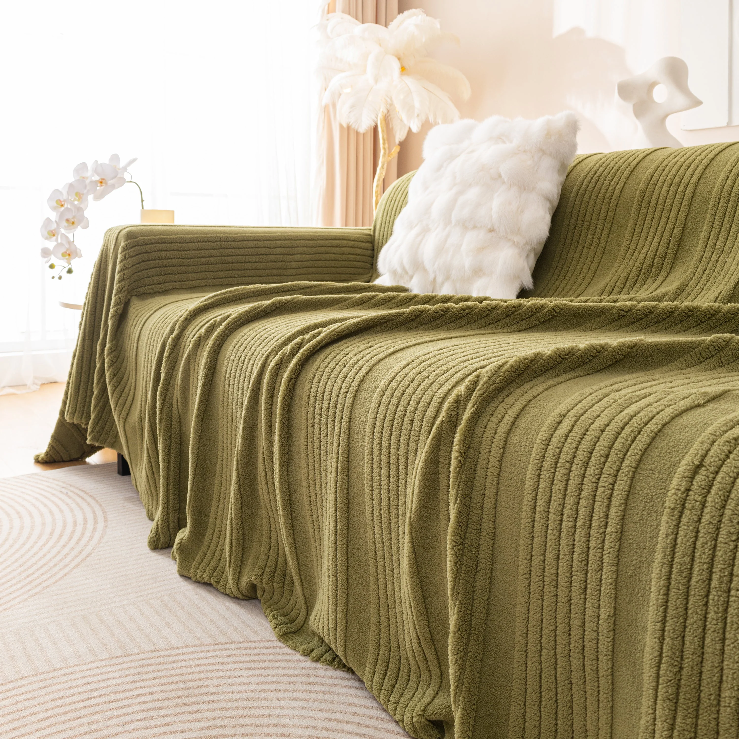 Luxury Oversized Soft Plush L Shape Couch Cover Sofa Throw Cover, Extra Large Blanket to Cover Couch - Image 61