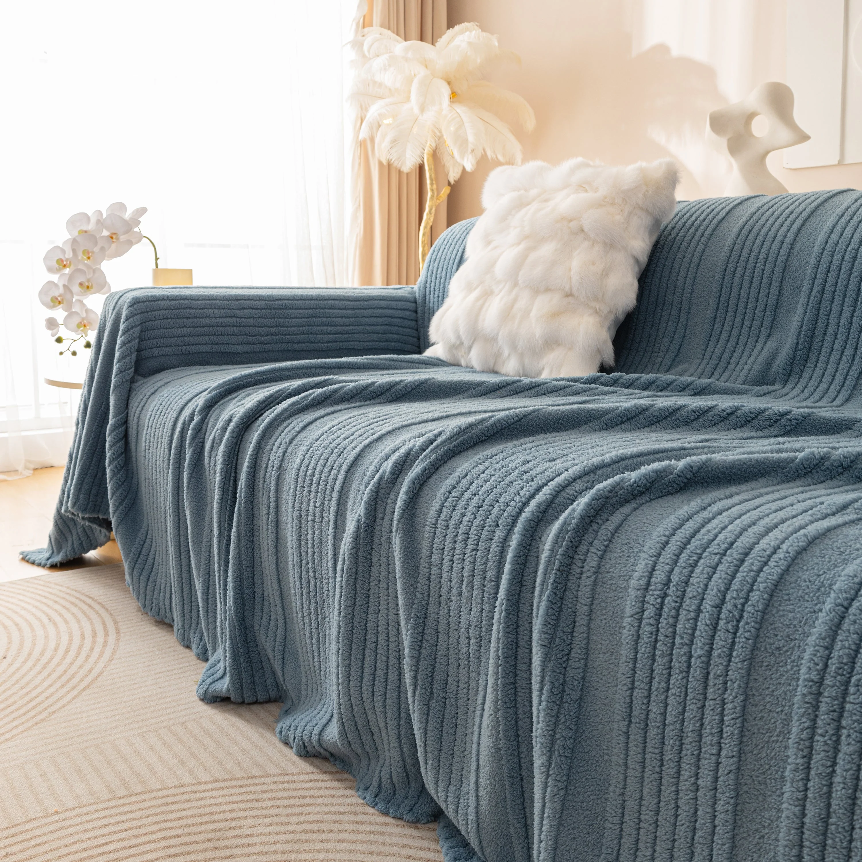 Luxury Oversized Soft Plush L Shape Couch Cover Sofa Throw Cover, Extra Large Blanket to Cover Couch - Image 97