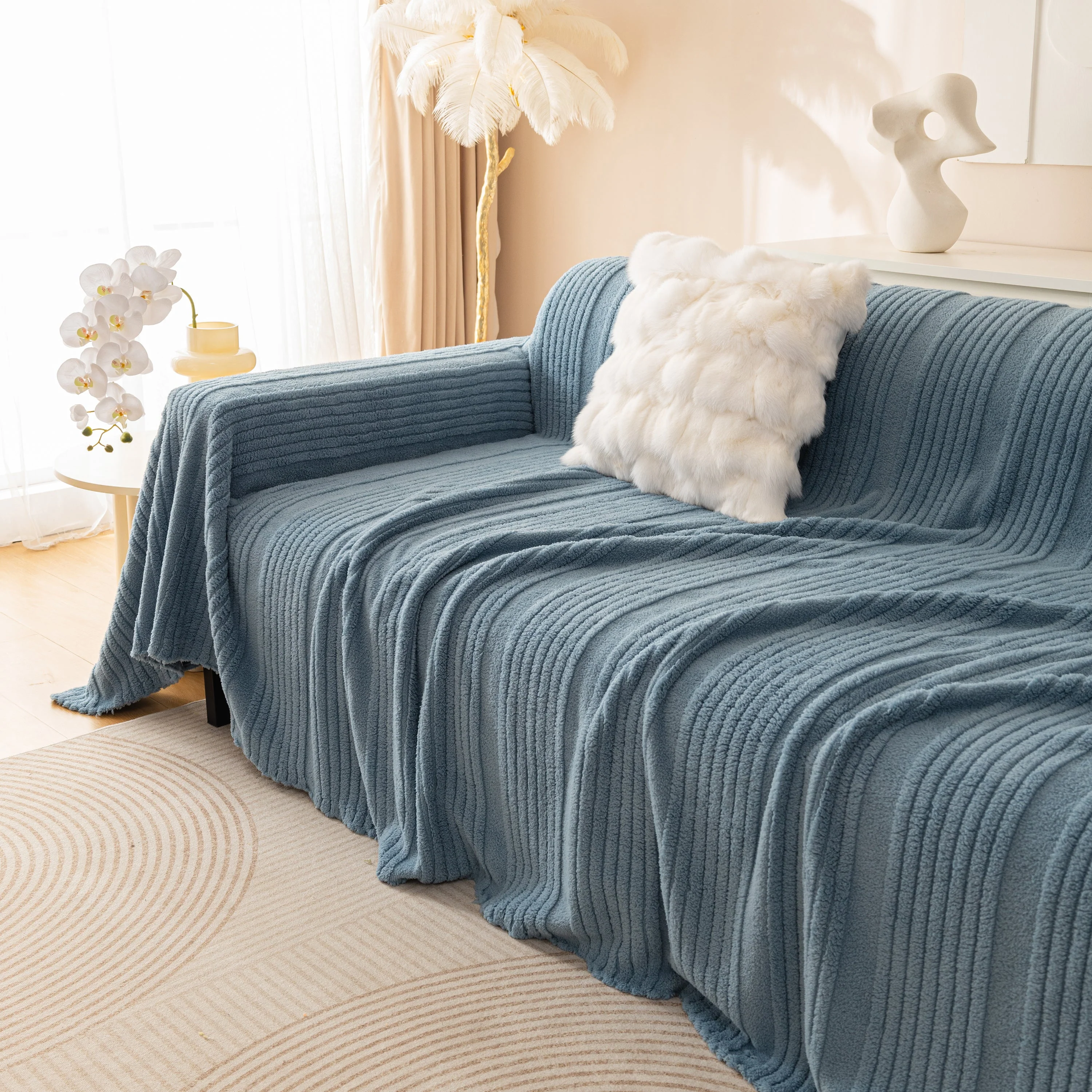 Luxury Oversized Soft Plush L Shape Couch Cover Sofa Throw Cover, Extra Large Blanket to Cover Couch - Image 98