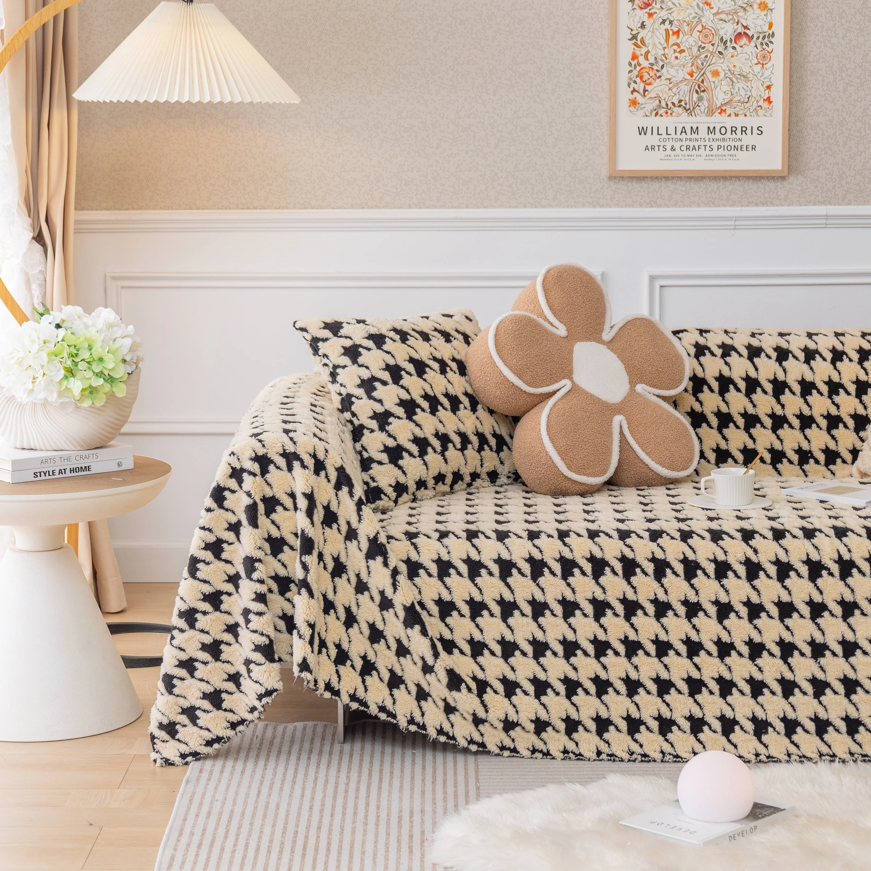 Luxury Plush Universal Couch Cover Blanket, Washable Couch Protector Houndstooth Sofa Covers - Image 10