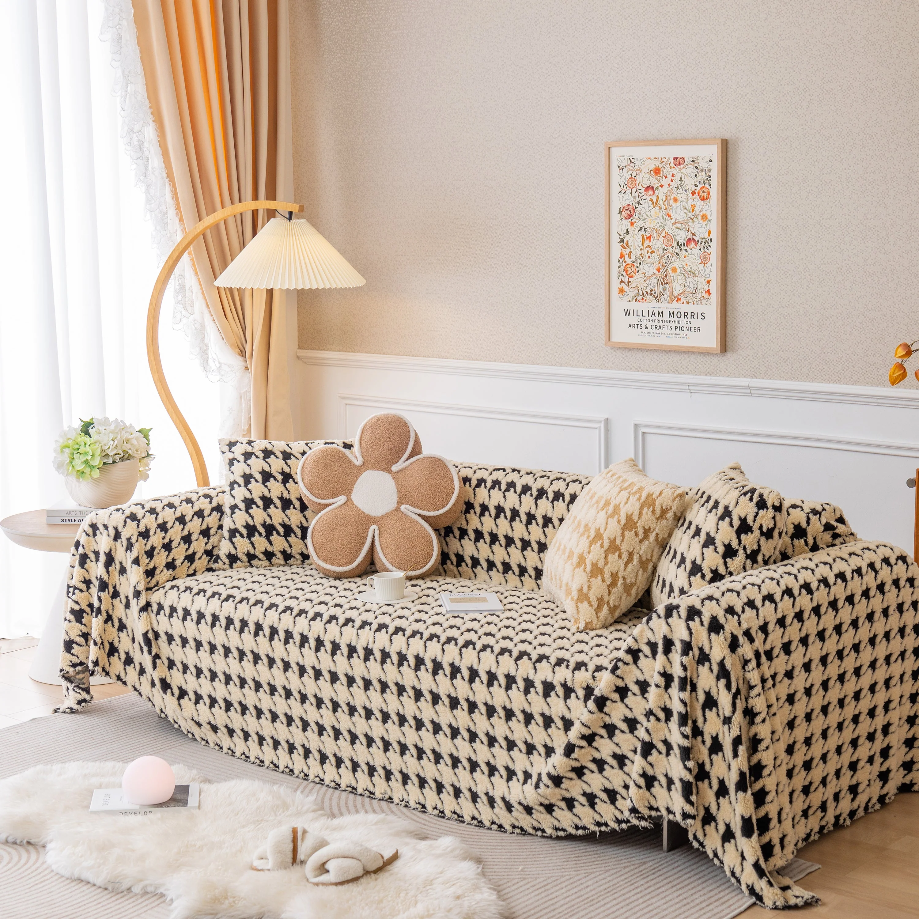 Luxury Plush Universal Couch Cover Blanket, Washable Couch Protector Houndstooth Sofa Covers - Image 14