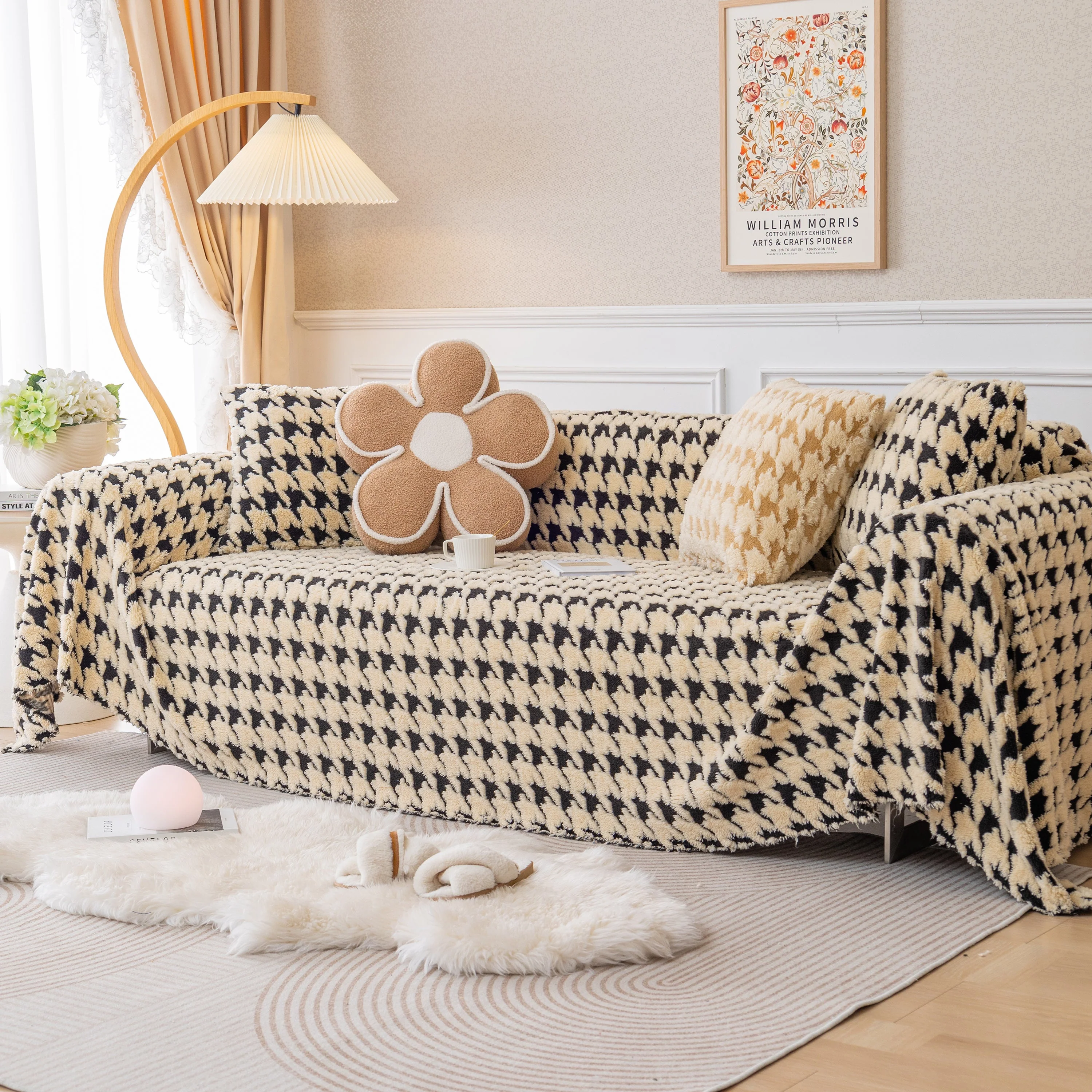 Luxury Plush Universal Couch Cover Blanket, Washable Couch Protector Houndstooth Sofa Covers - Image 15