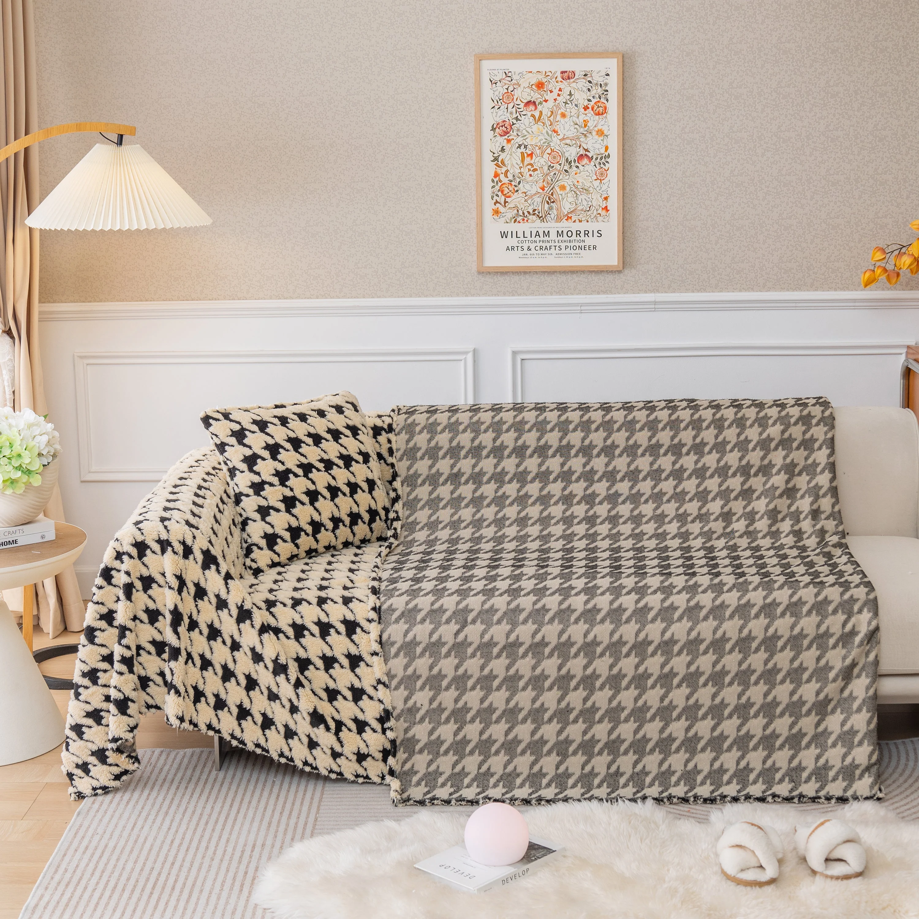 Luxury Plush Universal Couch Cover Blanket, Washable Couch Protector Houndstooth Sofa Covers - Image 31