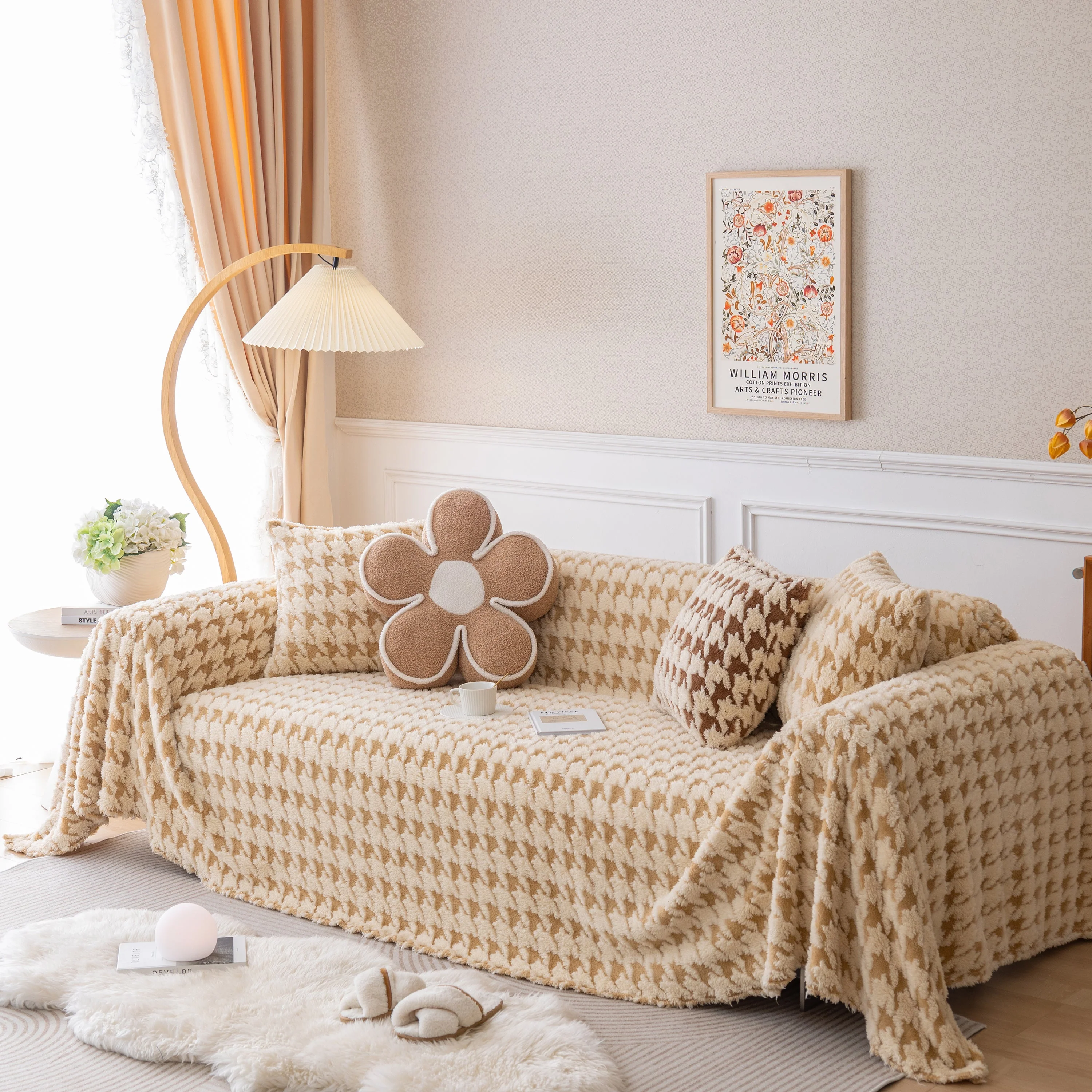 Luxury Plush Universal Couch Cover Blanket, Washable Couch Protector Houndstooth Sofa Covers - Image 32