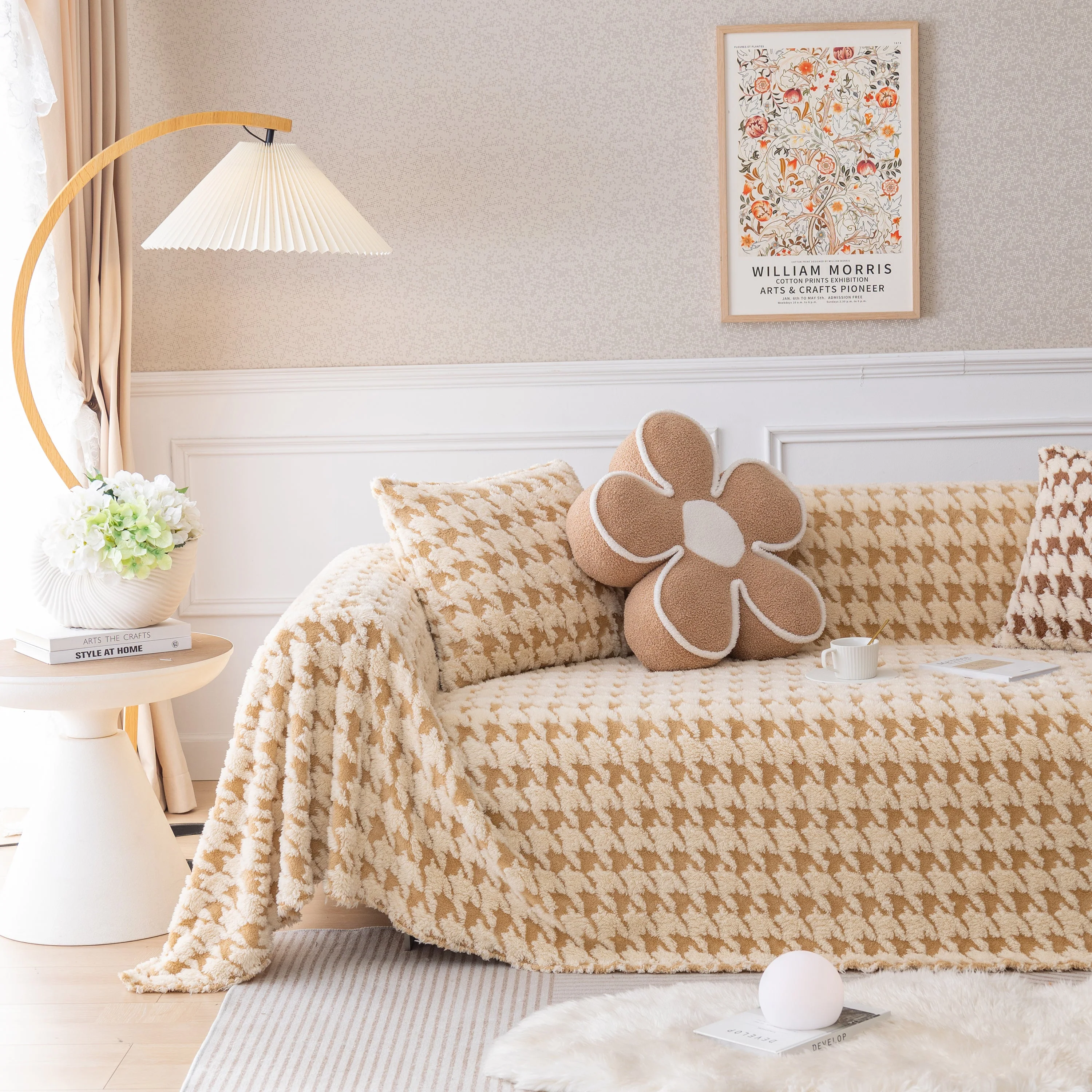 Luxury Plush Universal Couch Cover Blanket, Washable Couch Protector Houndstooth Sofa Covers - Image 33