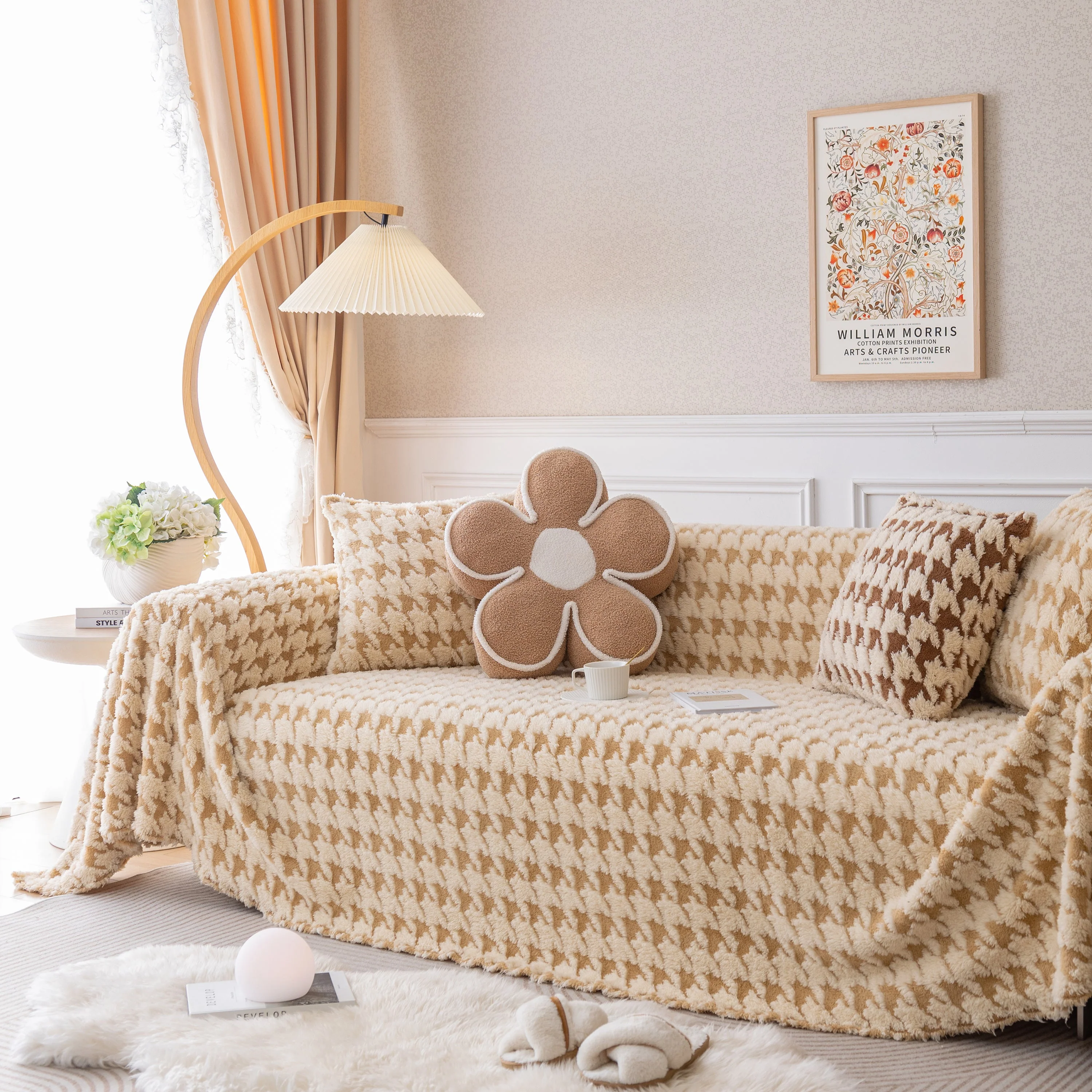 Luxury Plush Universal Couch Cover Blanket, Washable Couch Protector Houndstooth Sofa Covers - Image 34