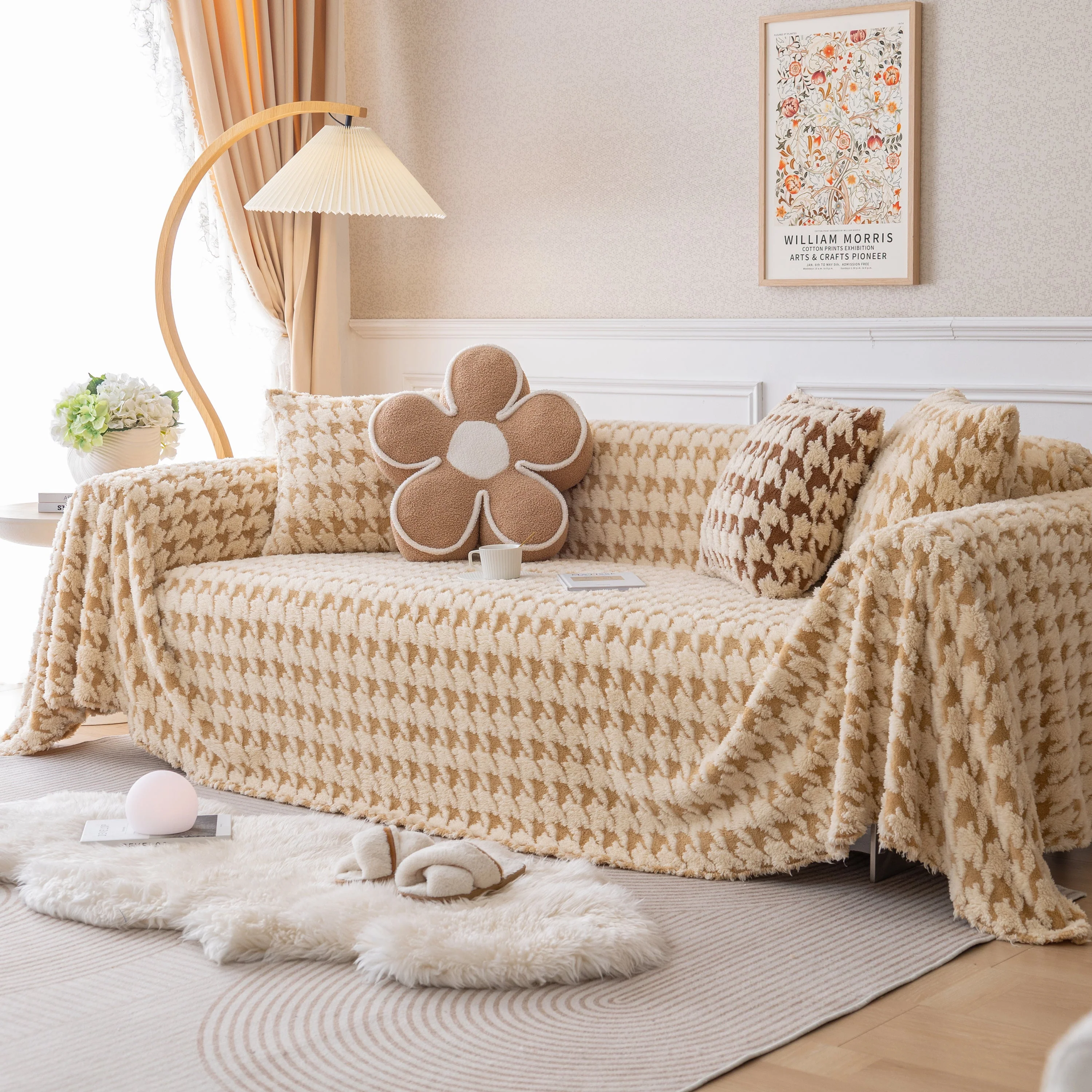 Luxury Plush Universal Couch Cover Blanket, Washable Couch Protector Houndstooth Sofa Covers - Image 38