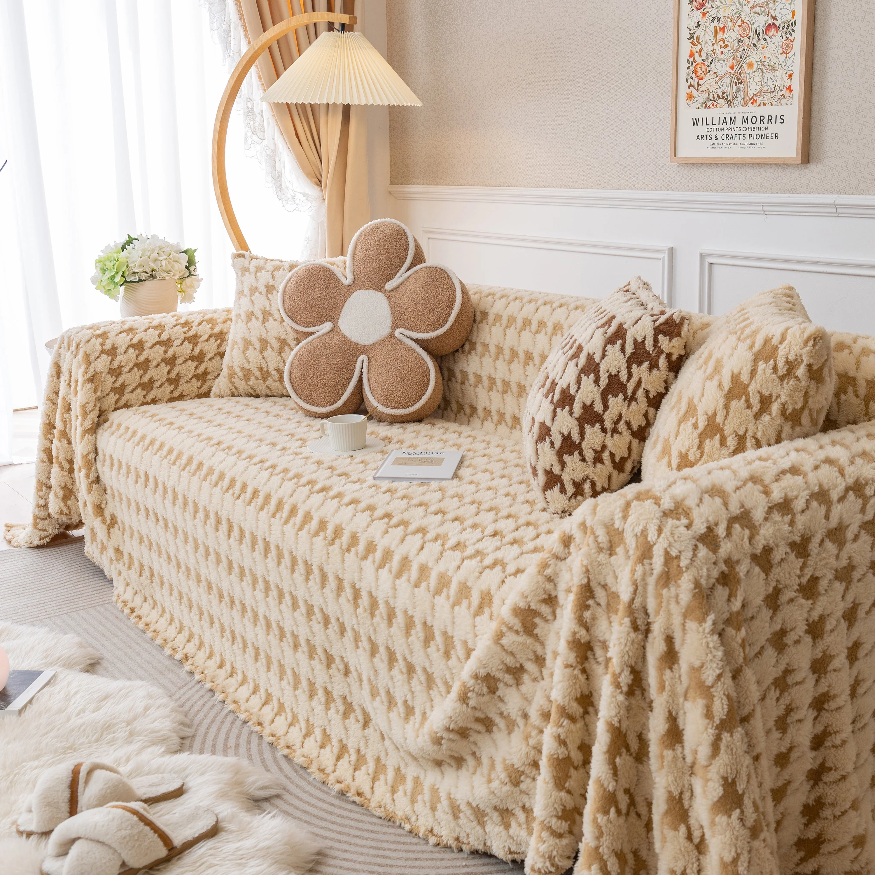 Luxury Plush Universal Couch Cover Blanket, Washable Couch Protector Houndstooth Sofa Covers - Image 39