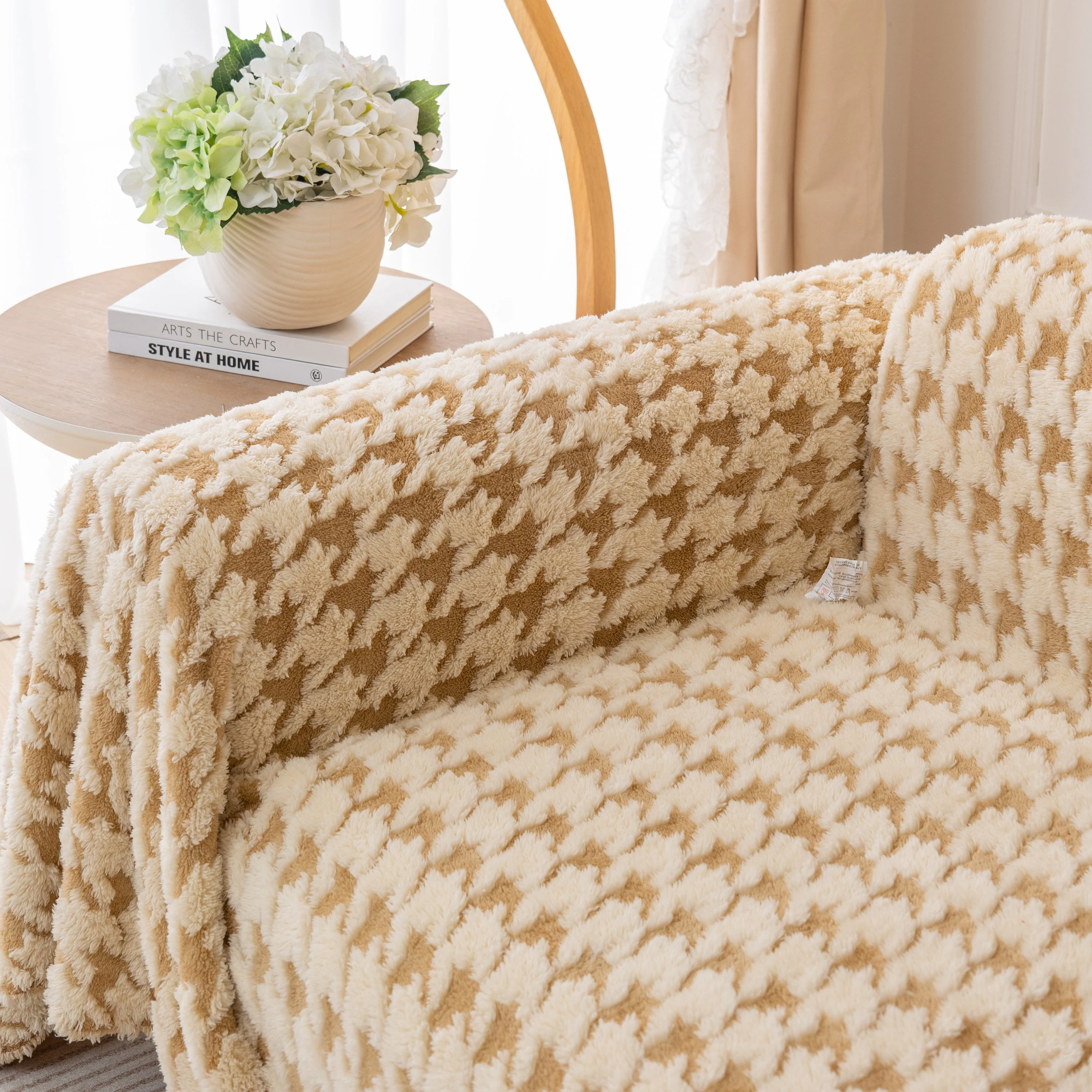 Luxury Plush Universal Couch Cover Blanket, Washable Couch Protector Houndstooth Sofa Covers - Image 48