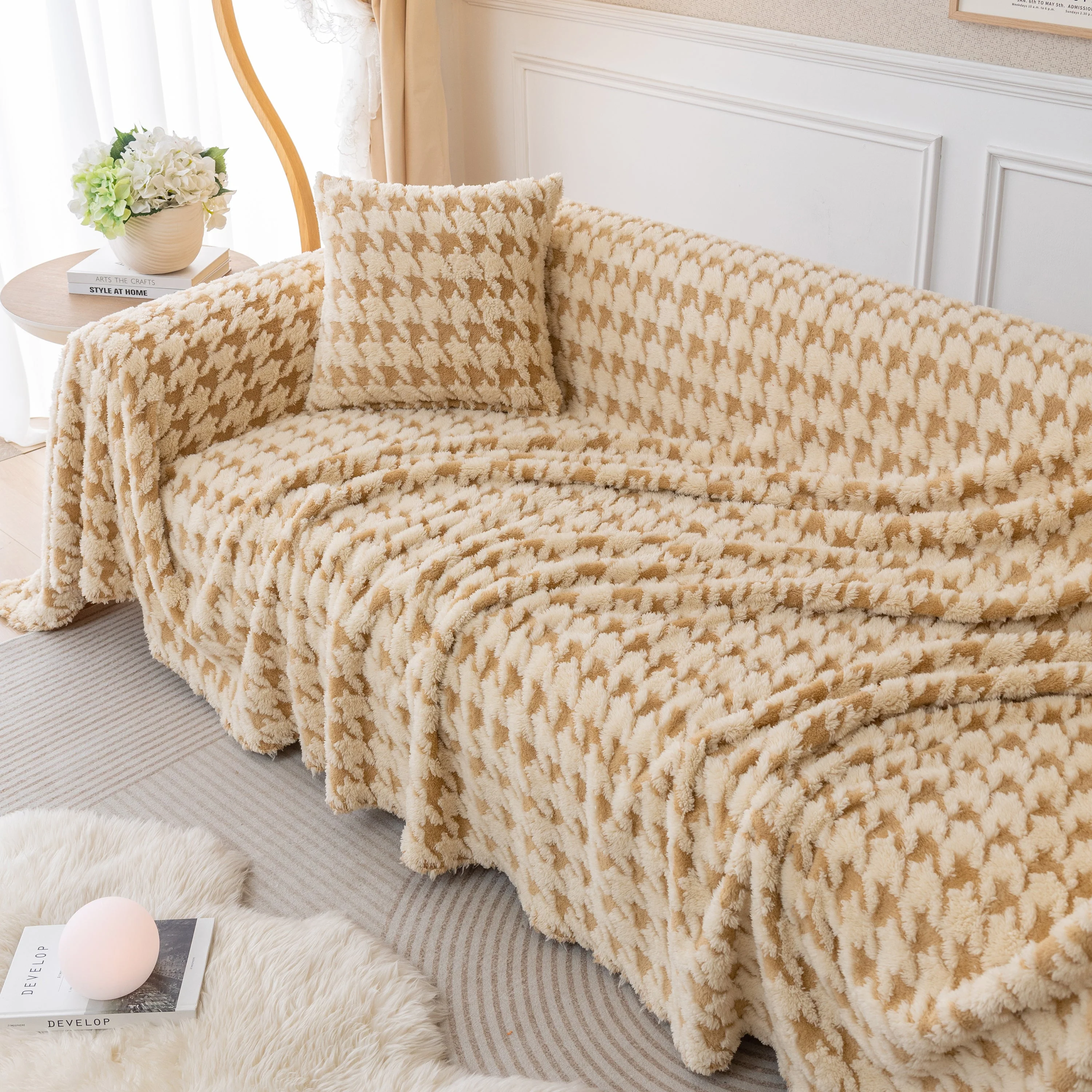 Luxury Plush Universal Couch Cover Blanket, Washable Couch Protector Houndstooth Sofa Covers - Image 51