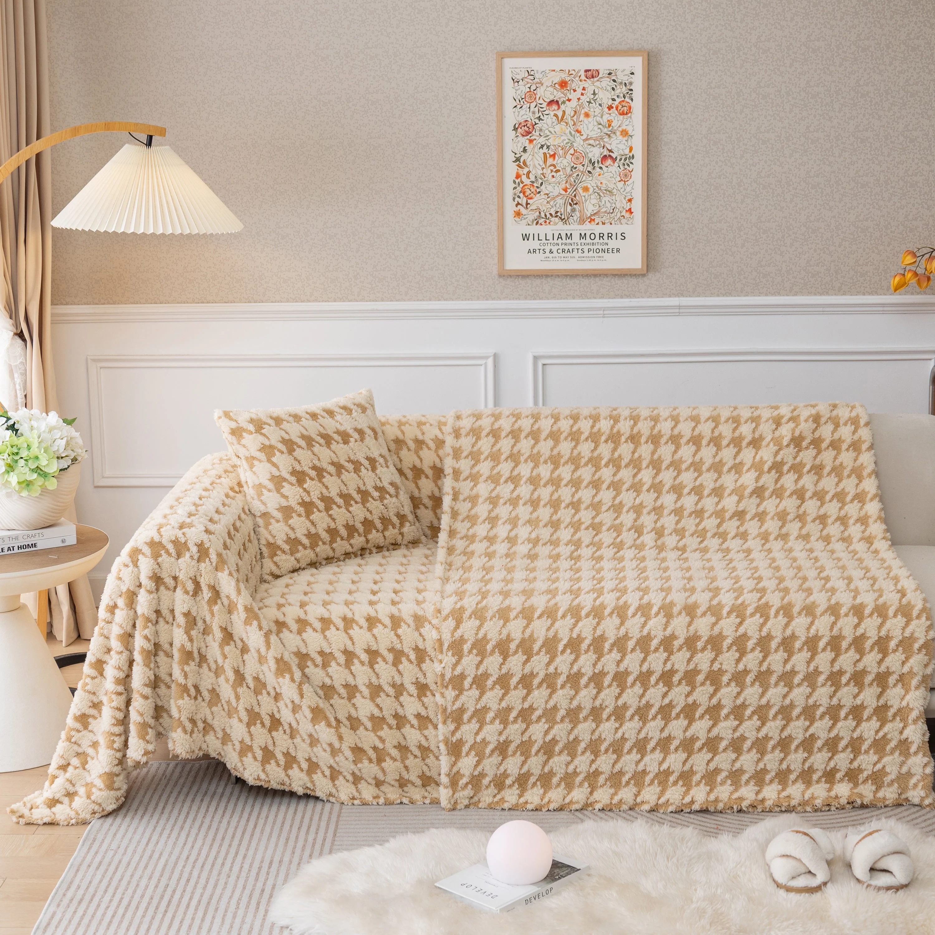 Luxury Plush Universal Couch Cover Blanket, Washable Couch Protector Houndstooth Sofa Covers - Image 55