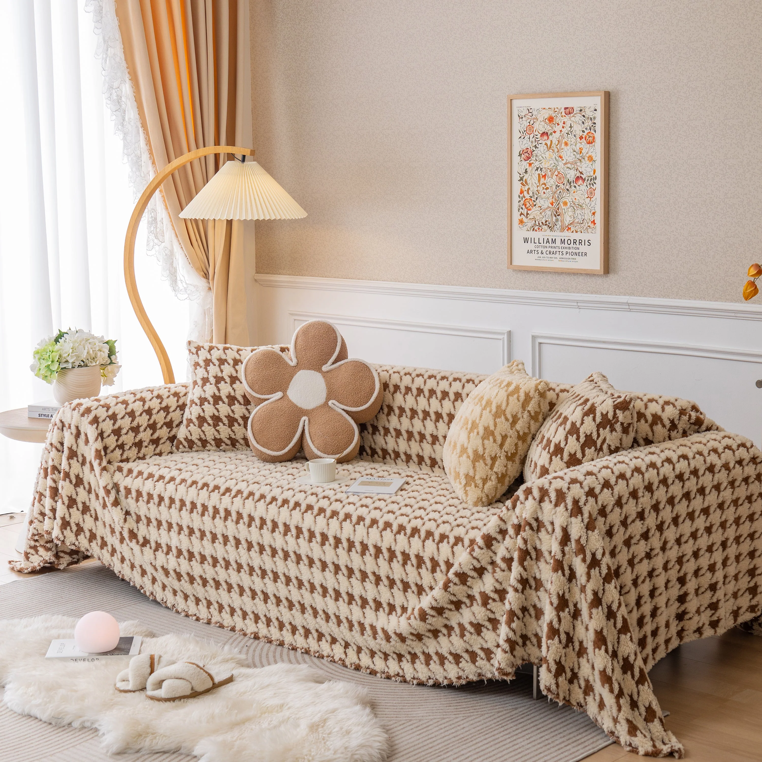 Luxury Plush Universal Couch Cover Blanket, Washable Couch Protector Houndstooth Sofa Covers - Image 62