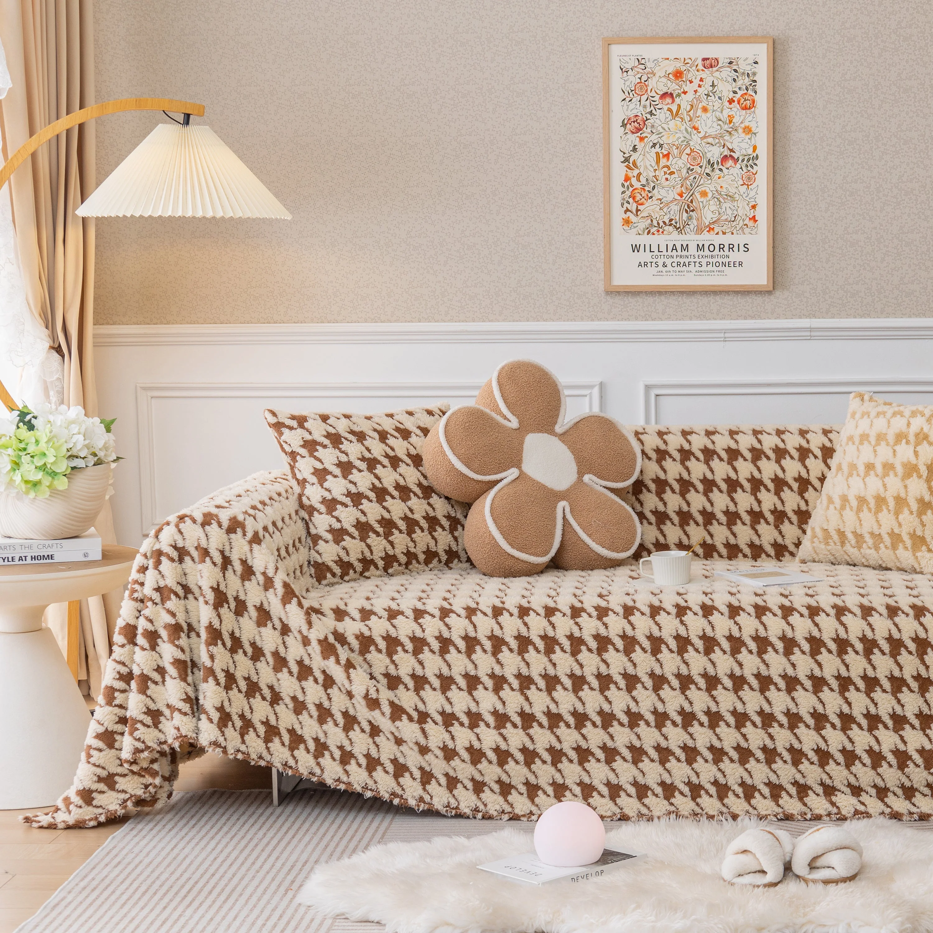 Luxury Plush Universal Couch Cover Blanket, Washable Couch Protector Houndstooth Sofa Covers - Image 63
