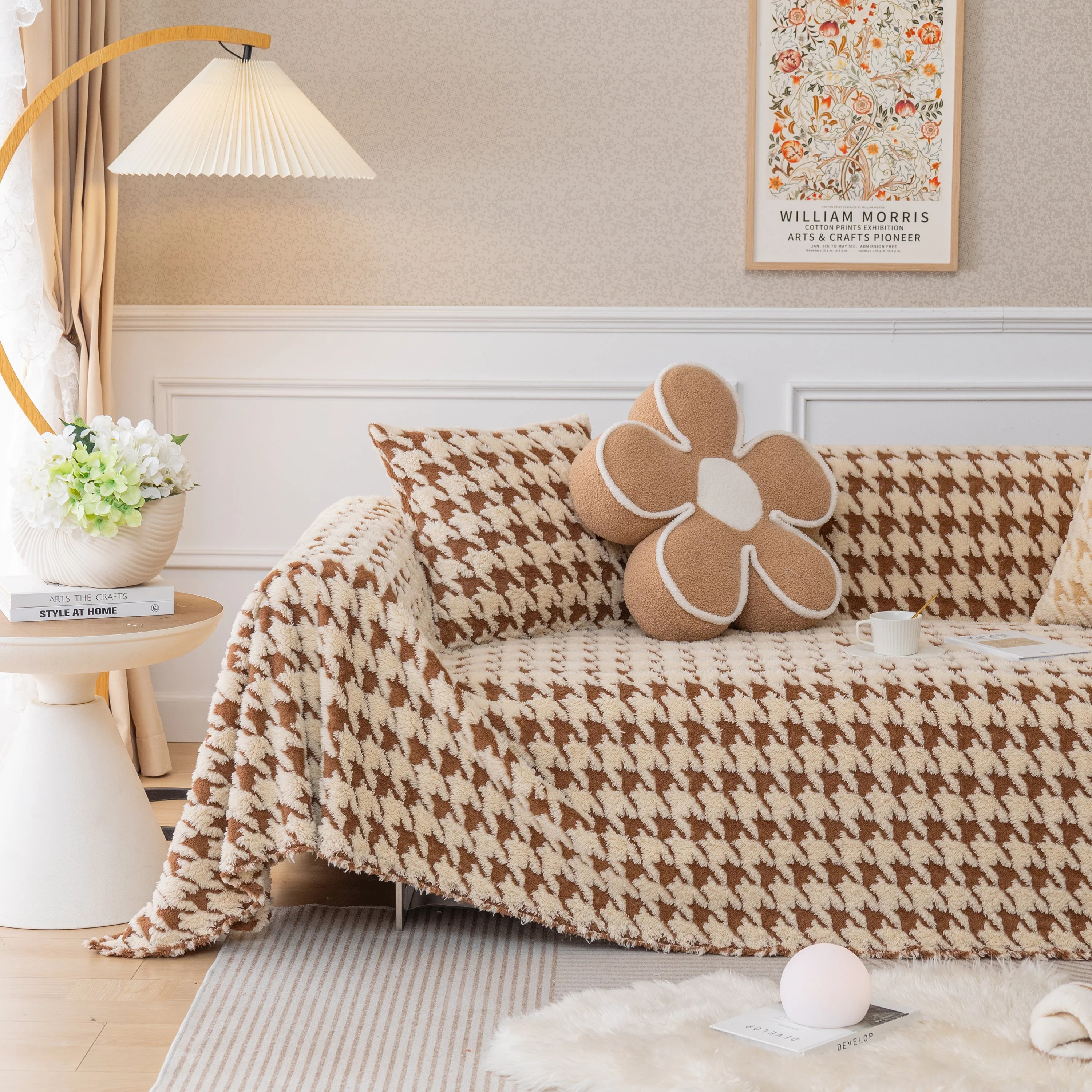 Luxury Plush Universal Couch Cover Blanket, Washable Couch Protector Houndstooth Sofa Covers - Image 64