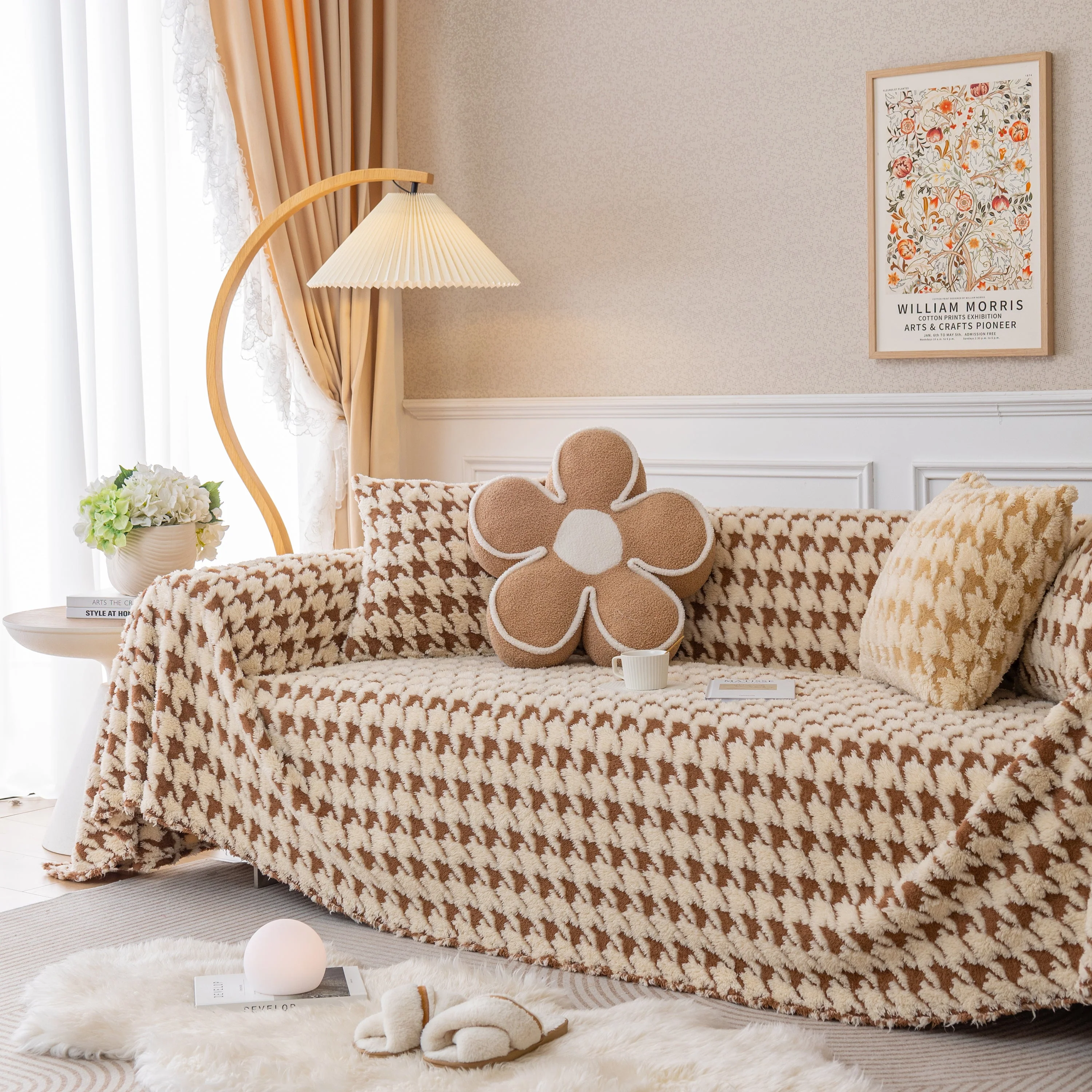 Luxury Plush Universal Couch Cover Blanket, Washable Couch Protector Houndstooth Sofa Covers - Image 65