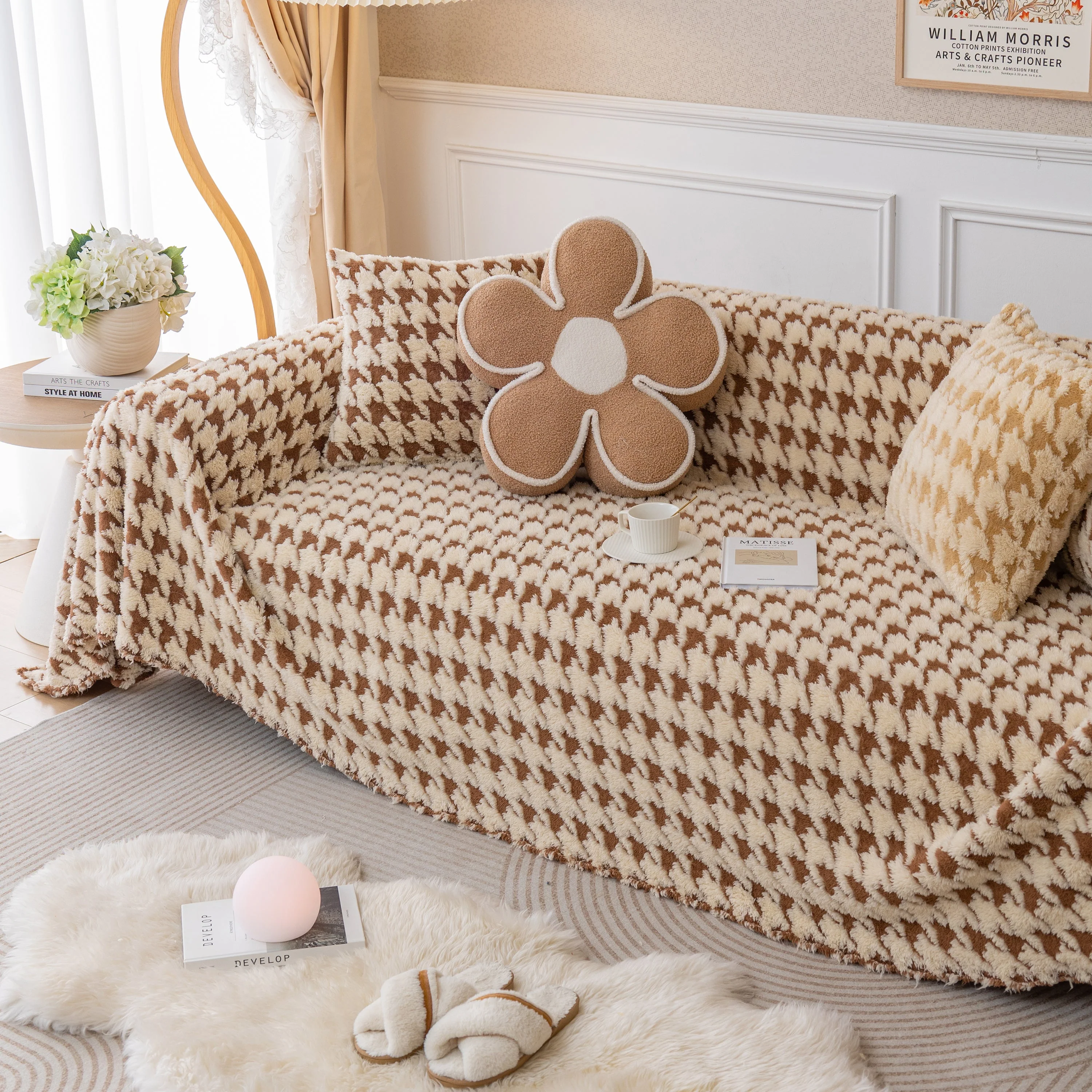 Luxury Plush Universal Couch Cover Blanket, Washable Couch Protector Houndstooth Sofa Covers - Image 66