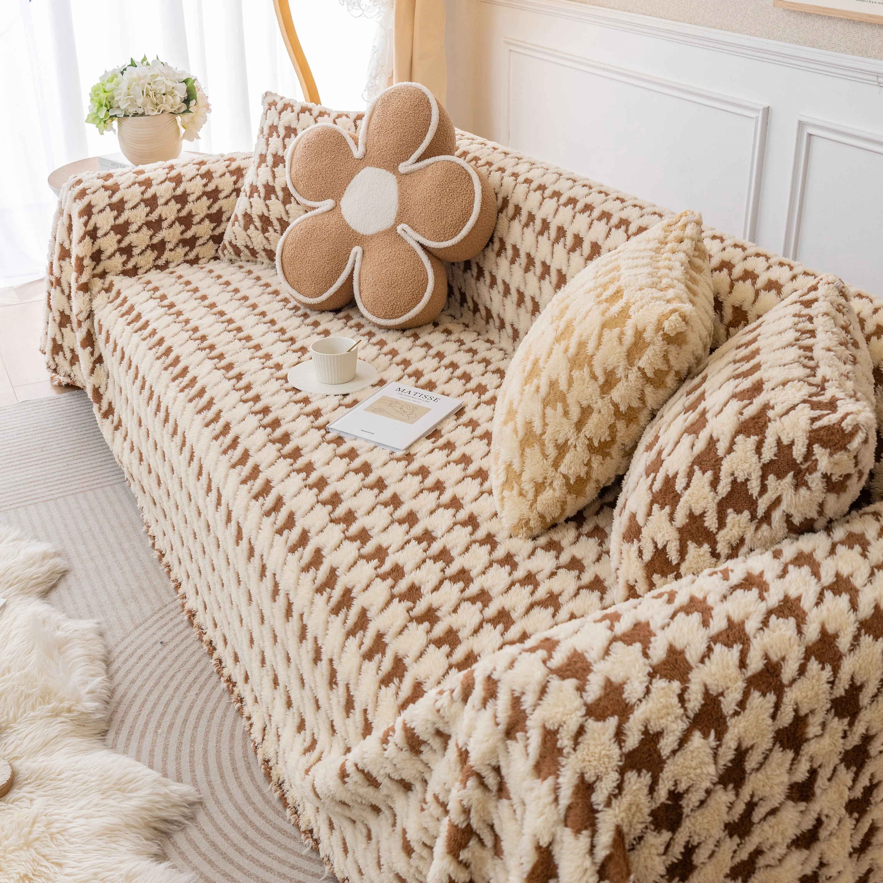 Luxury Plush Universal Couch Cover Blanket, Washable Couch Protector Houndstooth Sofa Covers - Image 73