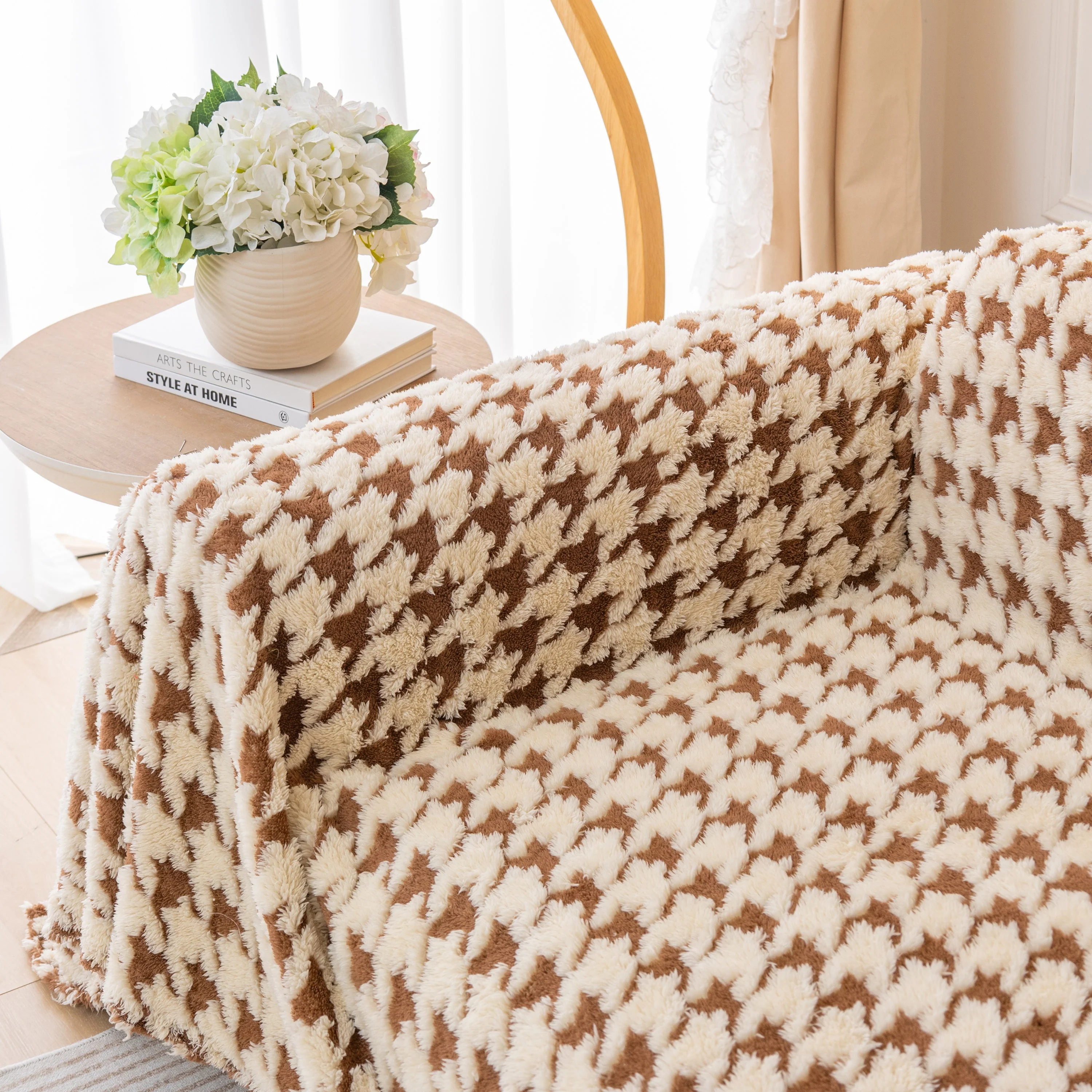 Luxury Plush Universal Couch Cover Blanket, Washable Couch Protector Houndstooth Sofa Covers - Image 79