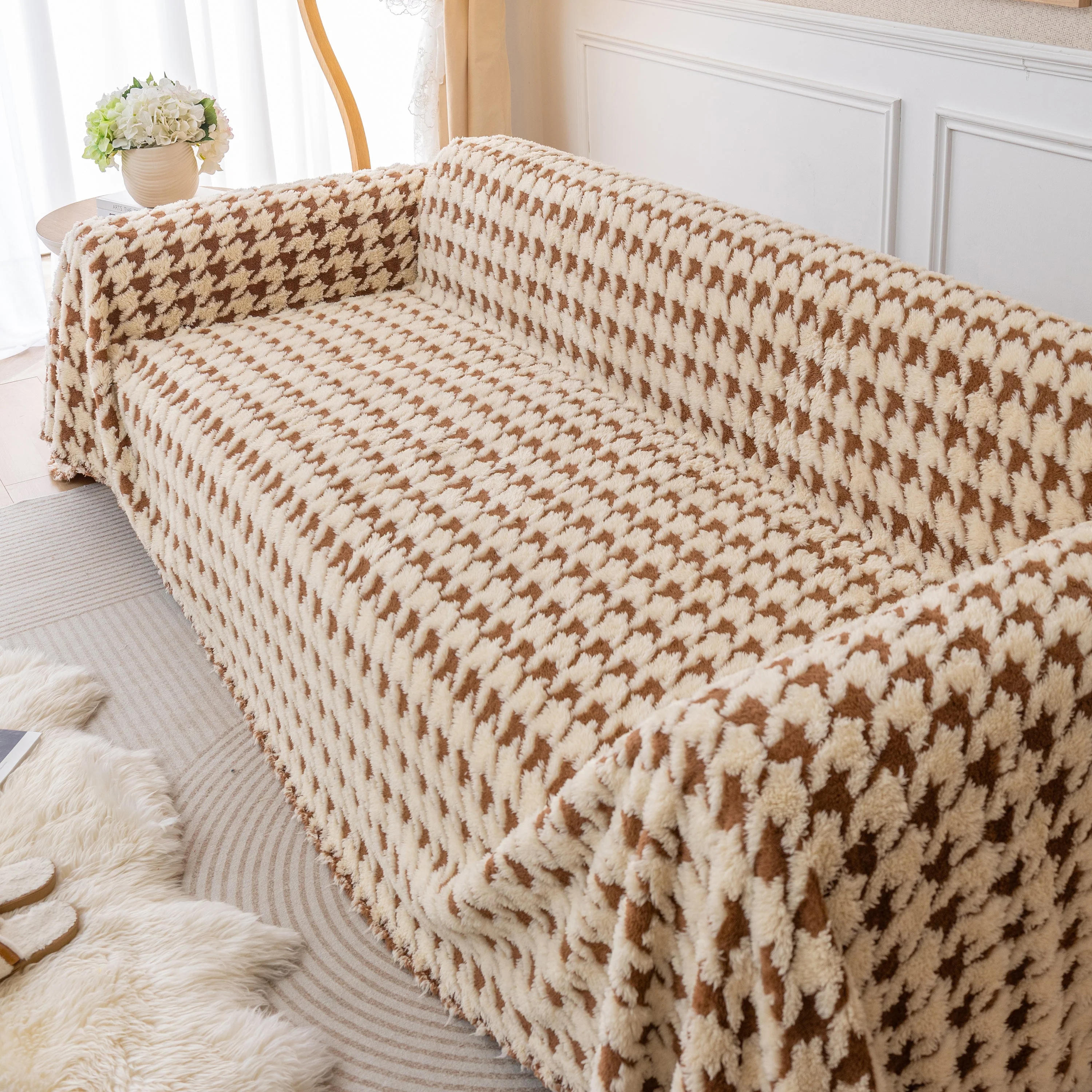 Luxury Plush Universal Couch Cover Blanket, Washable Couch Protector Houndstooth Sofa Covers - Image 81