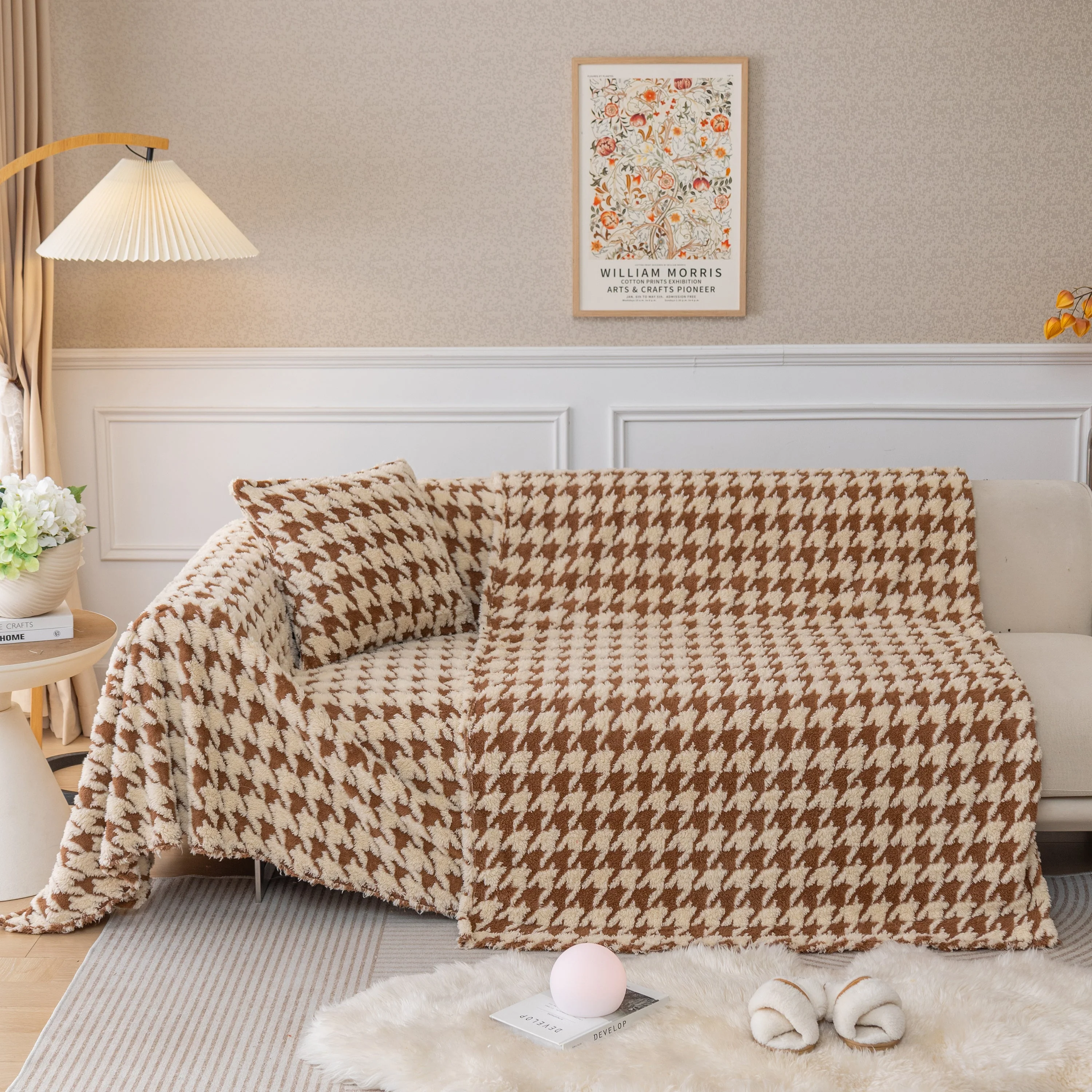 Luxury Plush Universal Couch Cover Blanket, Washable Couch Protector Houndstooth Sofa Covers - Image 86