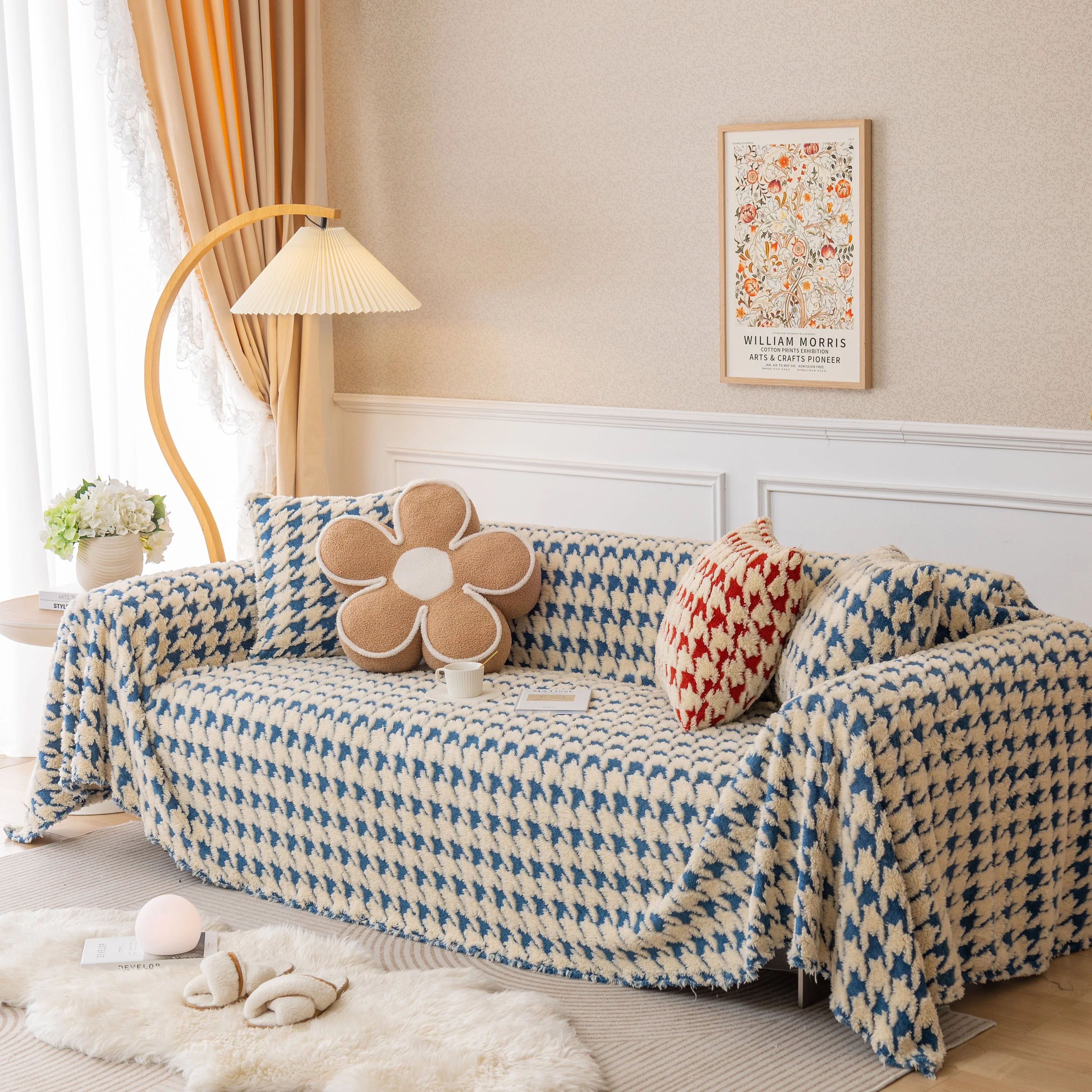 Luxury Plush Universal Couch Cover Blanket, Washable Couch Protector Houndstooth Sofa Covers - Image 93