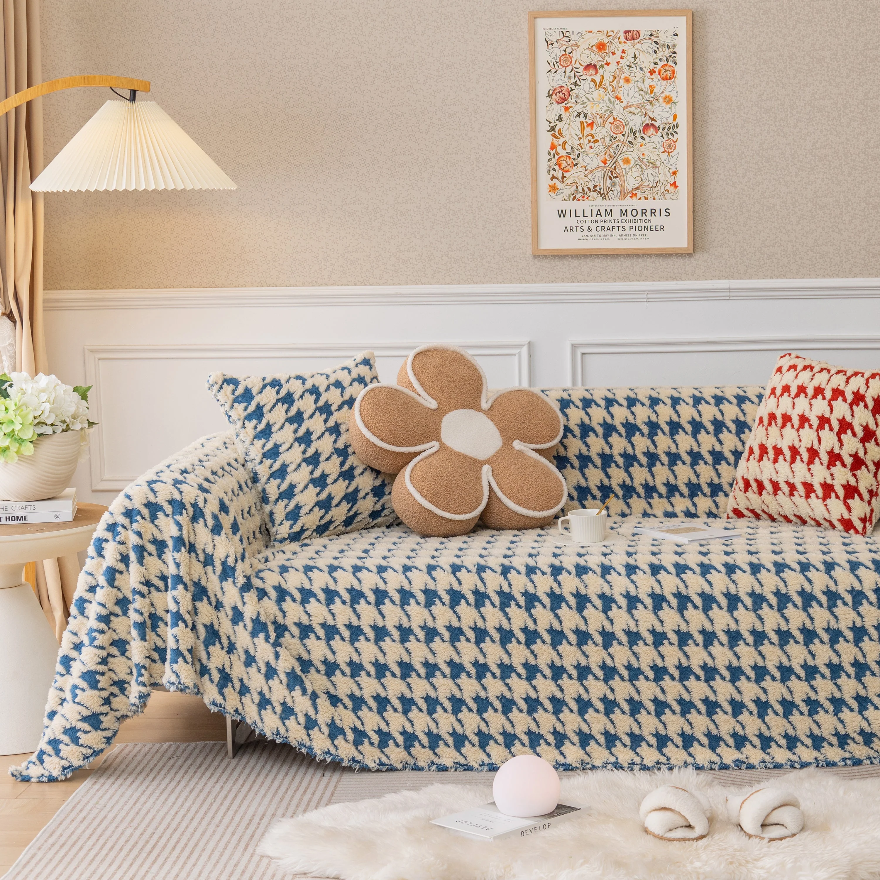 Luxury Plush Universal Couch Cover Blanket, Washable Couch Protector Houndstooth Sofa Covers - Image 94