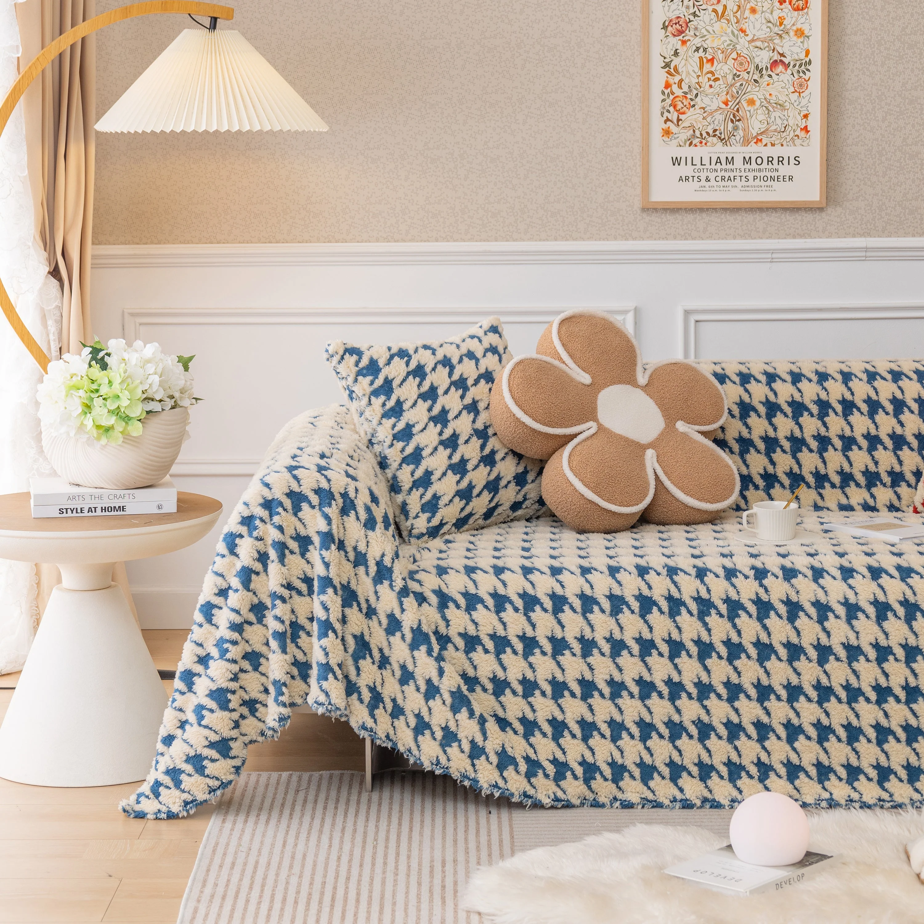Luxury Plush Universal Couch Cover Blanket, Washable Couch Protector Houndstooth Sofa Covers - Image 95