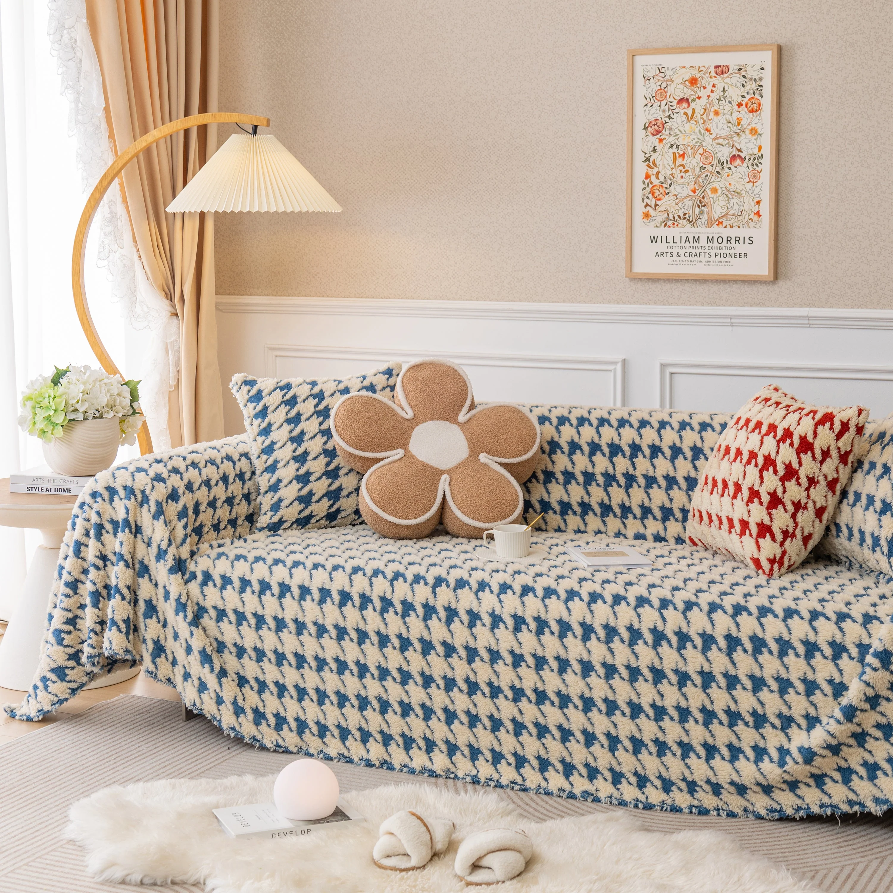 Luxury Plush Universal Couch Cover Blanket, Washable Couch Protector Houndstooth Sofa Covers - Image 96