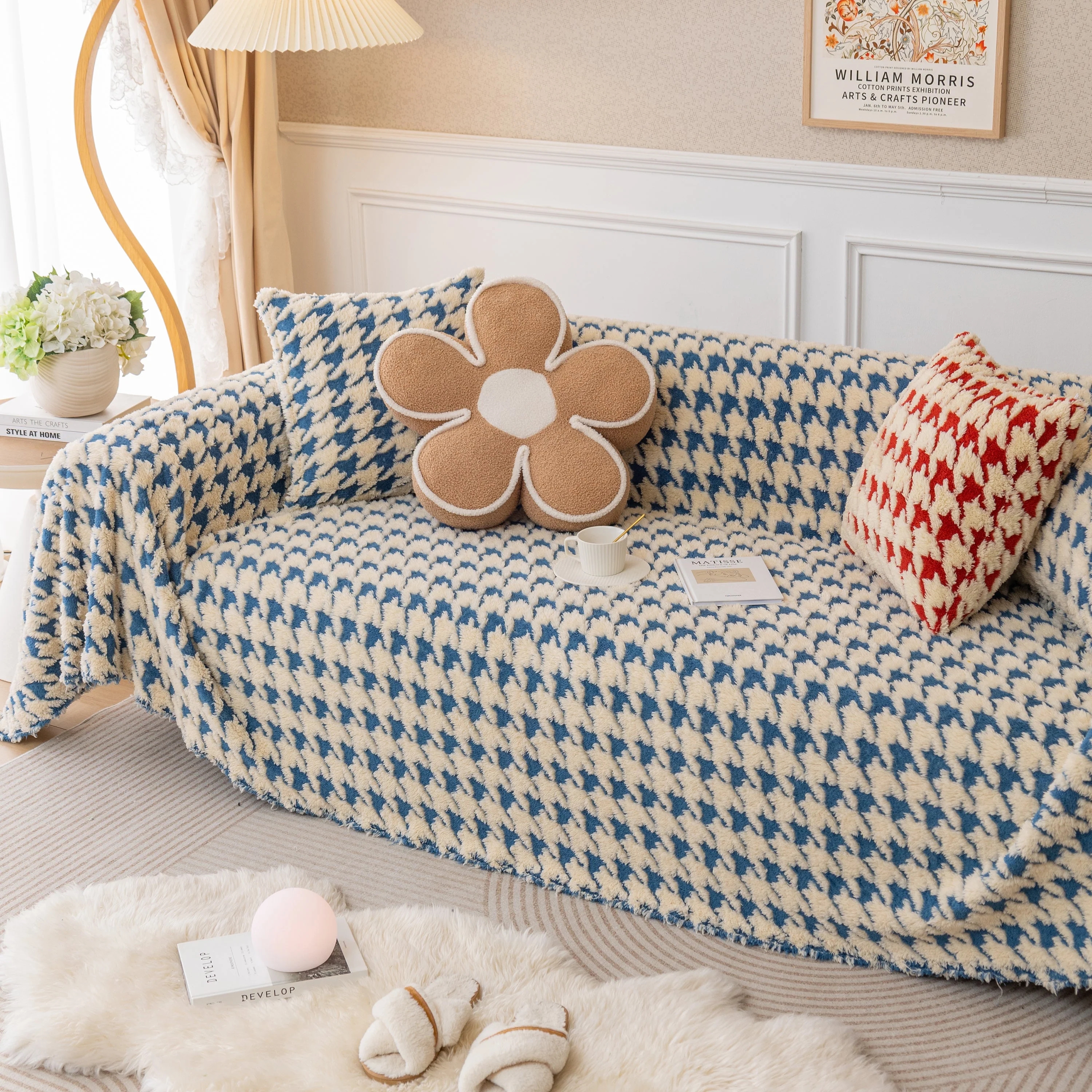Luxury Plush Universal Couch Cover Blanket, Washable Couch Protector Houndstooth Sofa Covers - Image 97