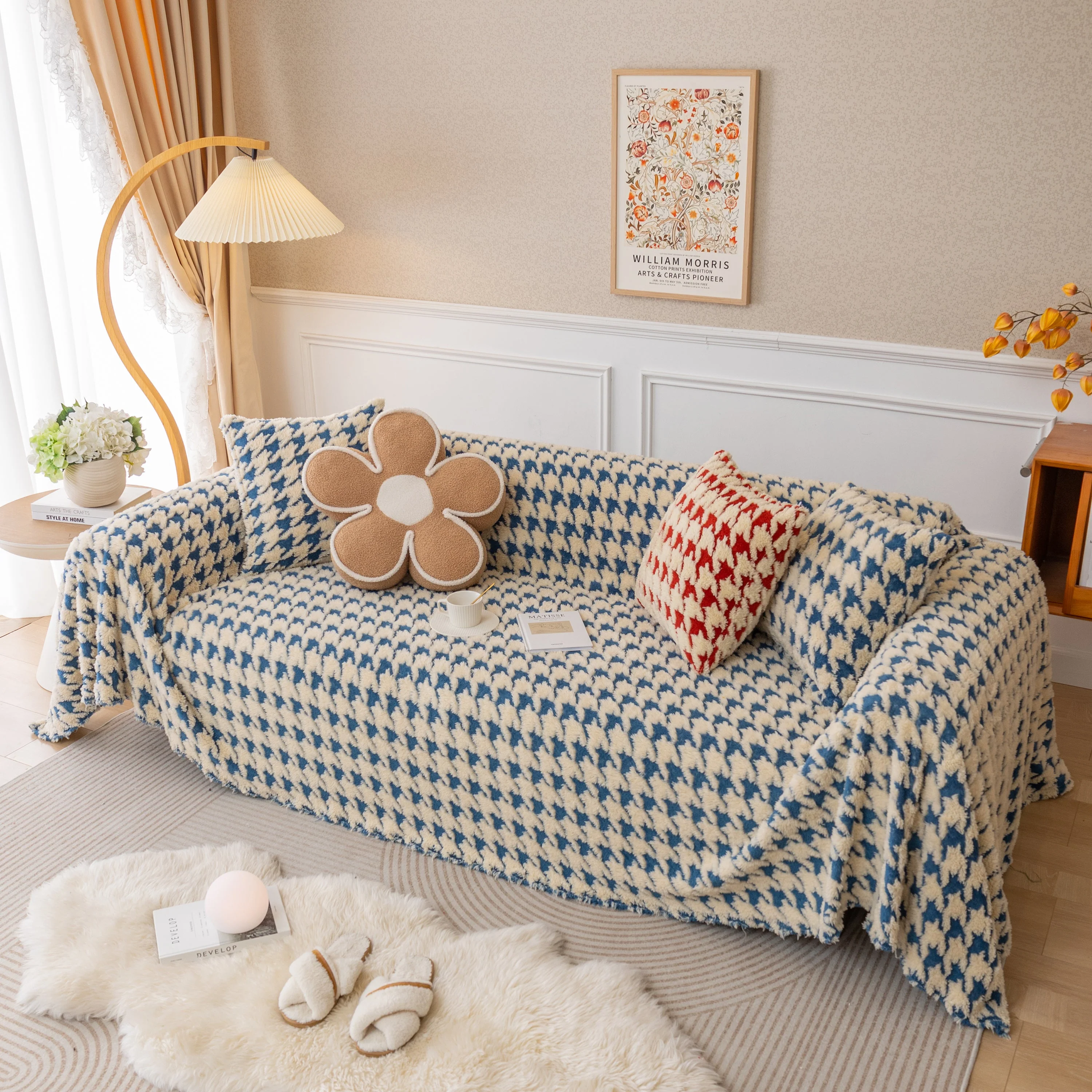 Luxury Plush Universal Couch Cover Blanket, Washable Couch Protector Houndstooth Sofa Covers - Image 98