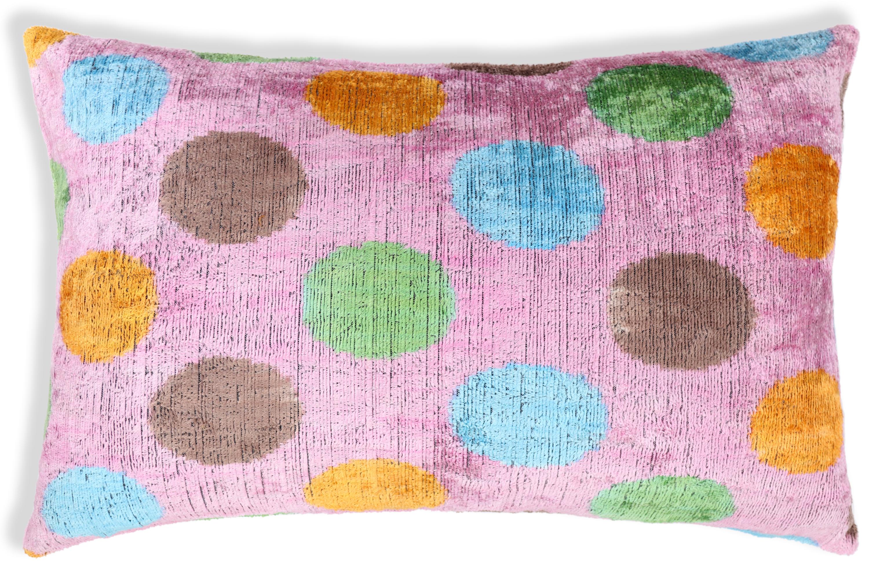 Luxury Polka Dot Silk Velvet Throw Pillow 16x24 – Handmade Multicolor Designer Lumbar - Image 5